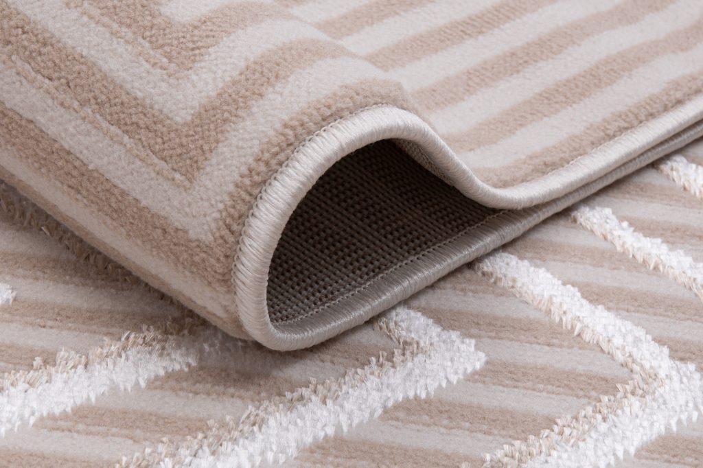 Tappeto Crystal Verde Beige Zigzag Geometrico Effetto 3D
