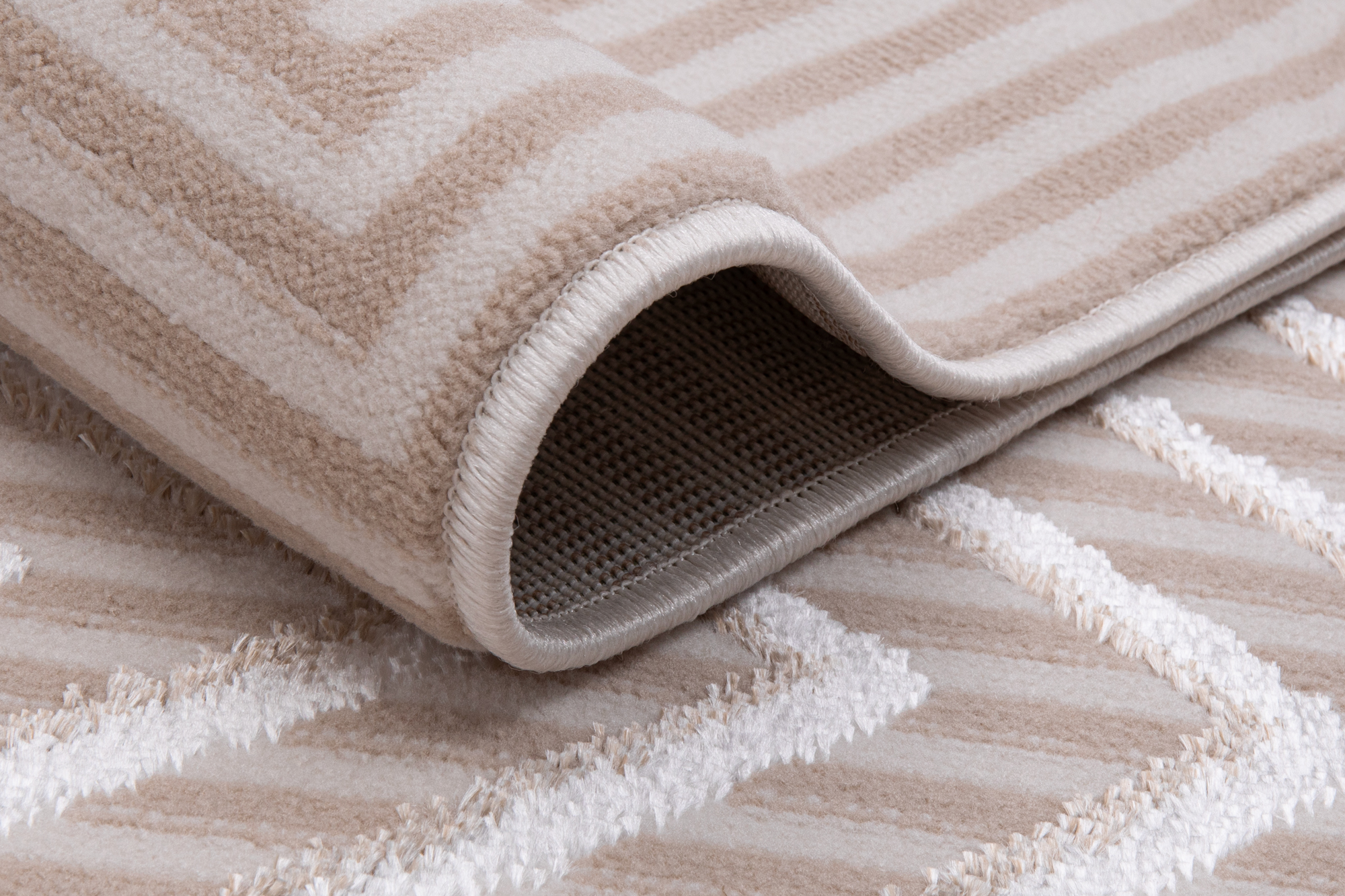 Tappeto Crystal Verde Beige Zigzag Geometrico Effetto 3D