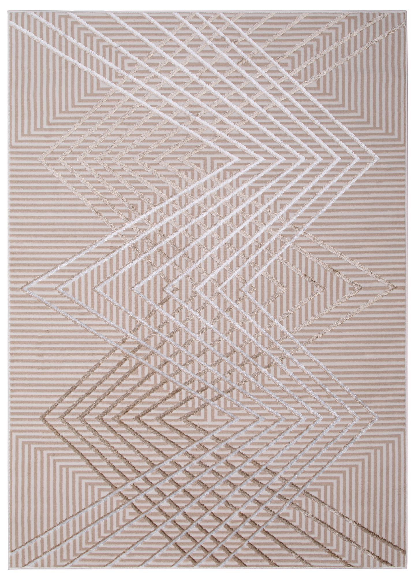 Tappeto Crystal Beige Marrone ZigZag Geometrico Effetto 3D