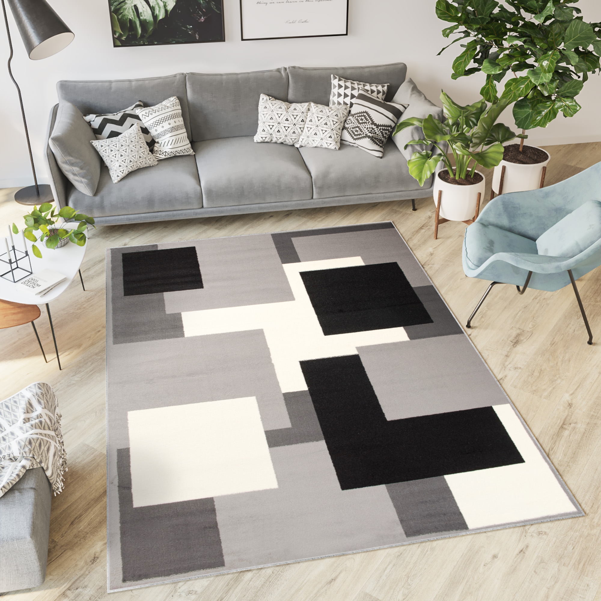 Tappeto Dream Grigio Geometrico Quadrati