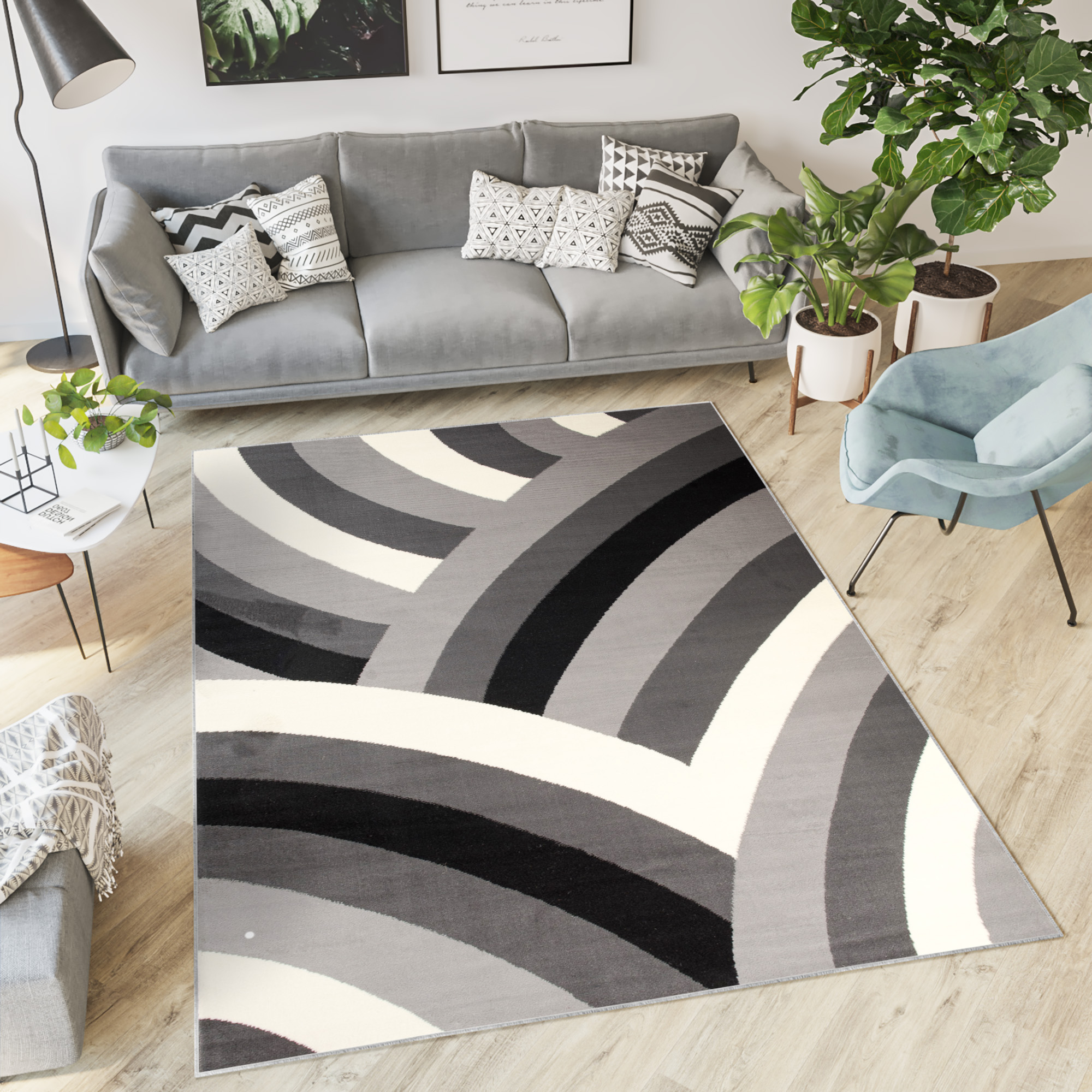 Tappeto Dream Grigio Scuro Crema Geometrico