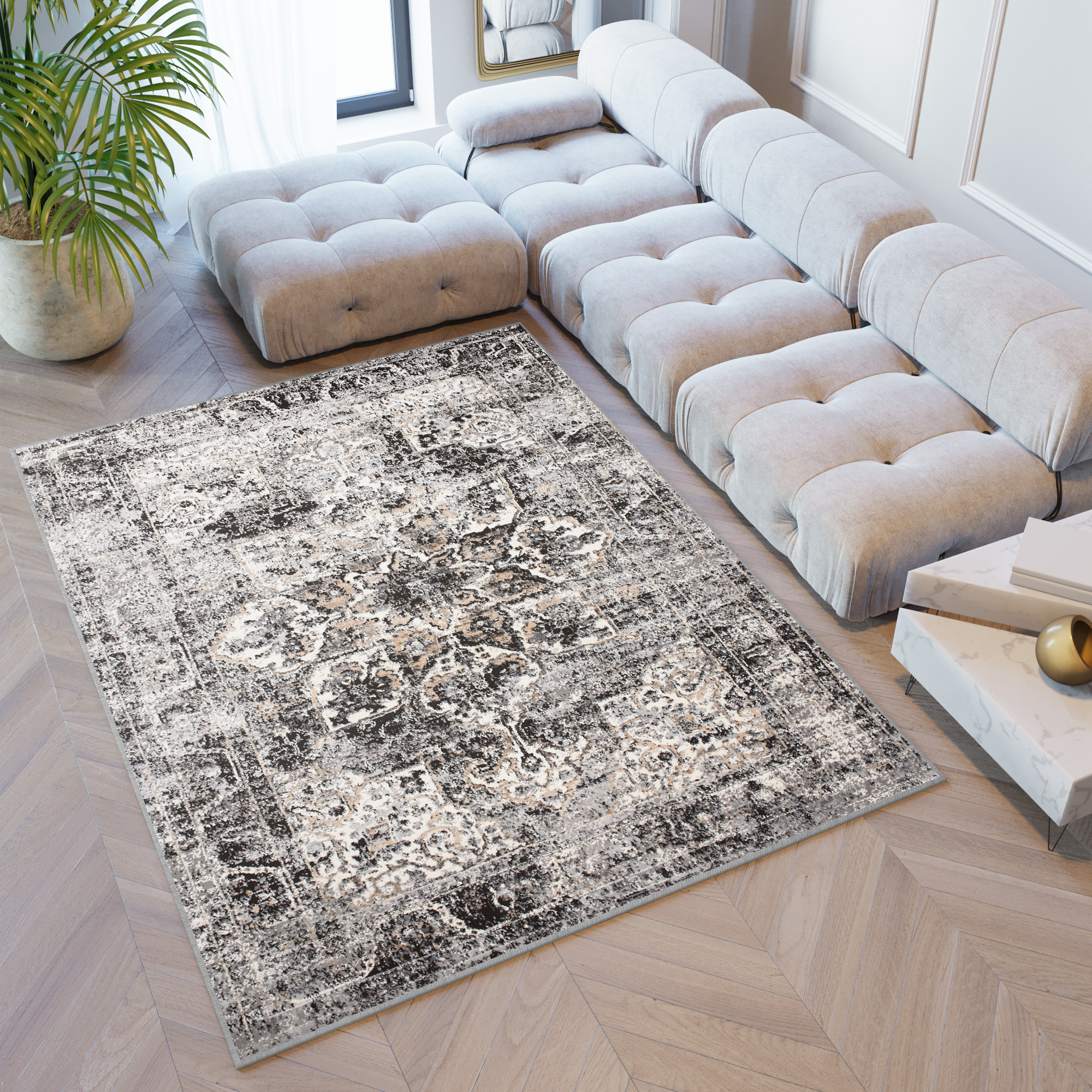 Tappeto Valley Grigio Scuro Vintage Rosetta
