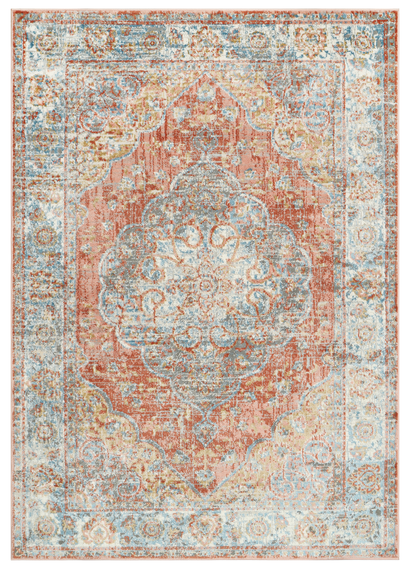 Tappeto Retro Rame Blu con Rosetta Vintage