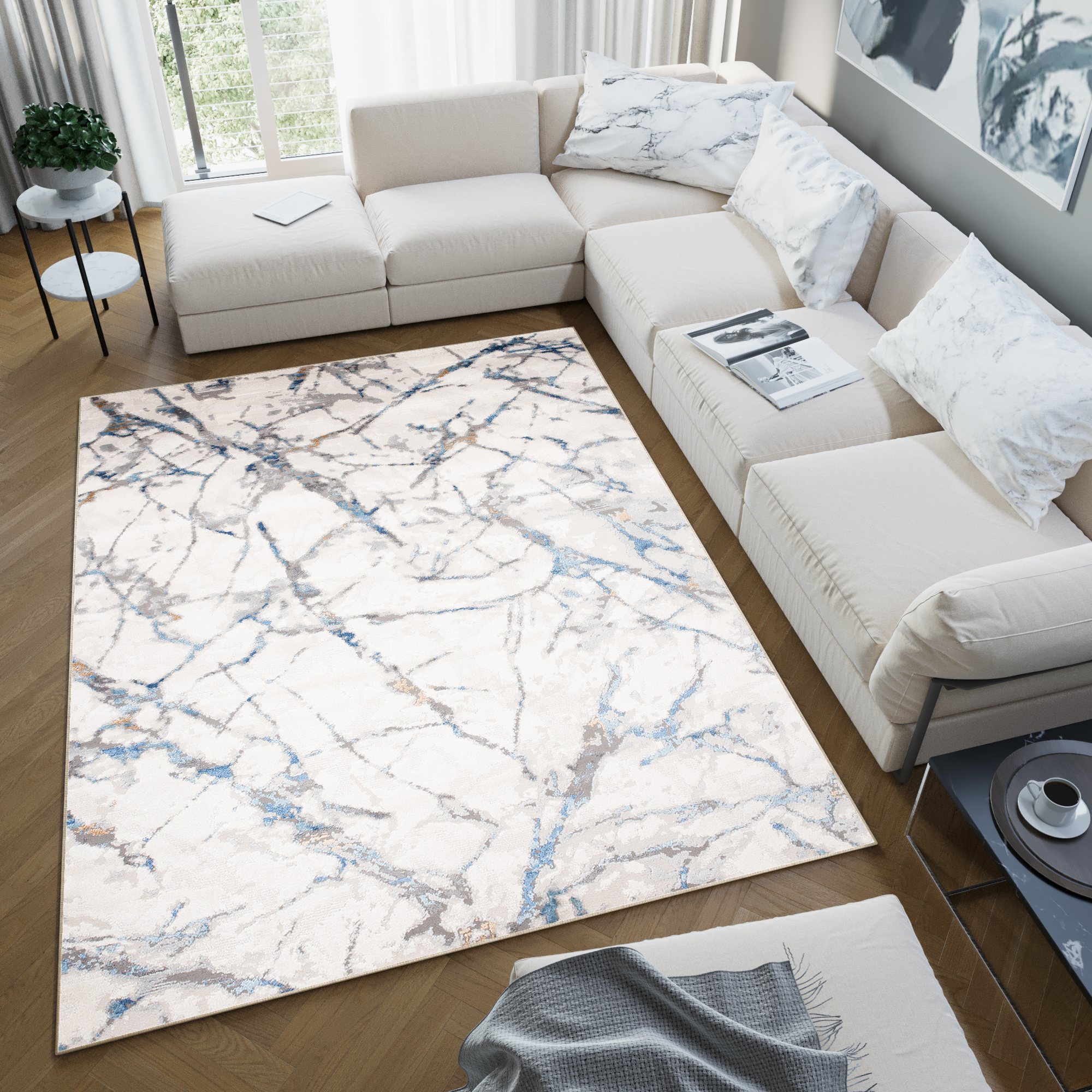 Tappeto Valley Grigio Blu Moderno Linee