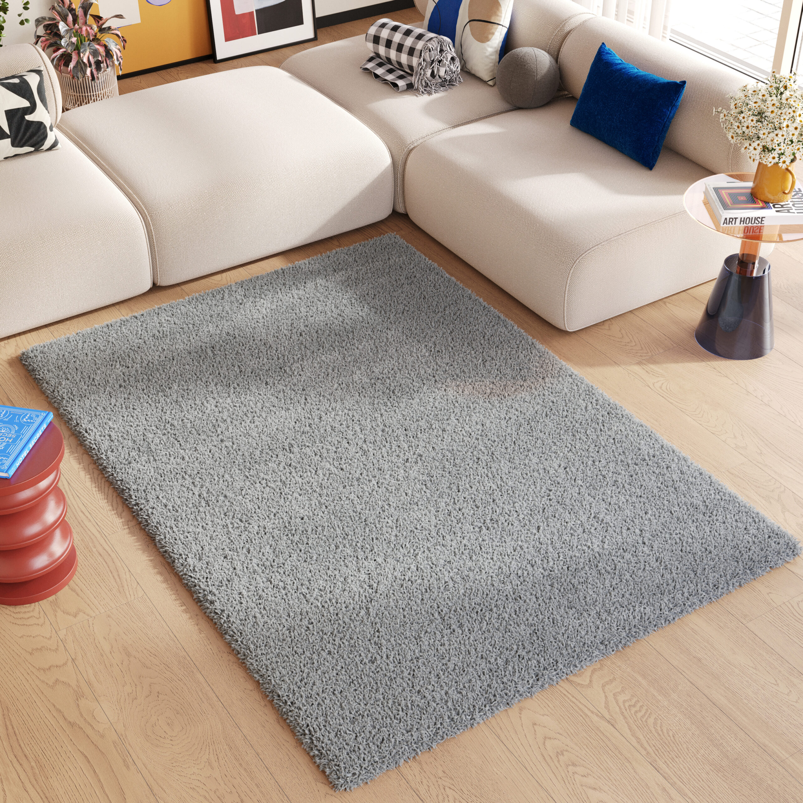 Tappeto Essence Shaggy Monocolore Grigio Chiaro
