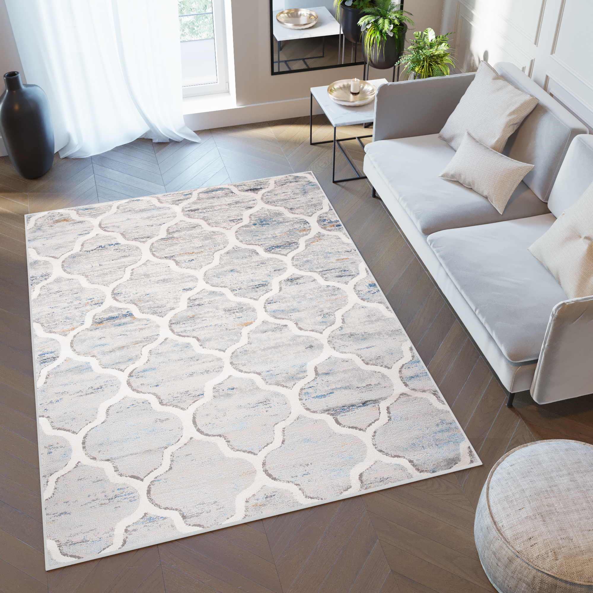 Tappeto Valley Grigio Blu Marocchino Trellis