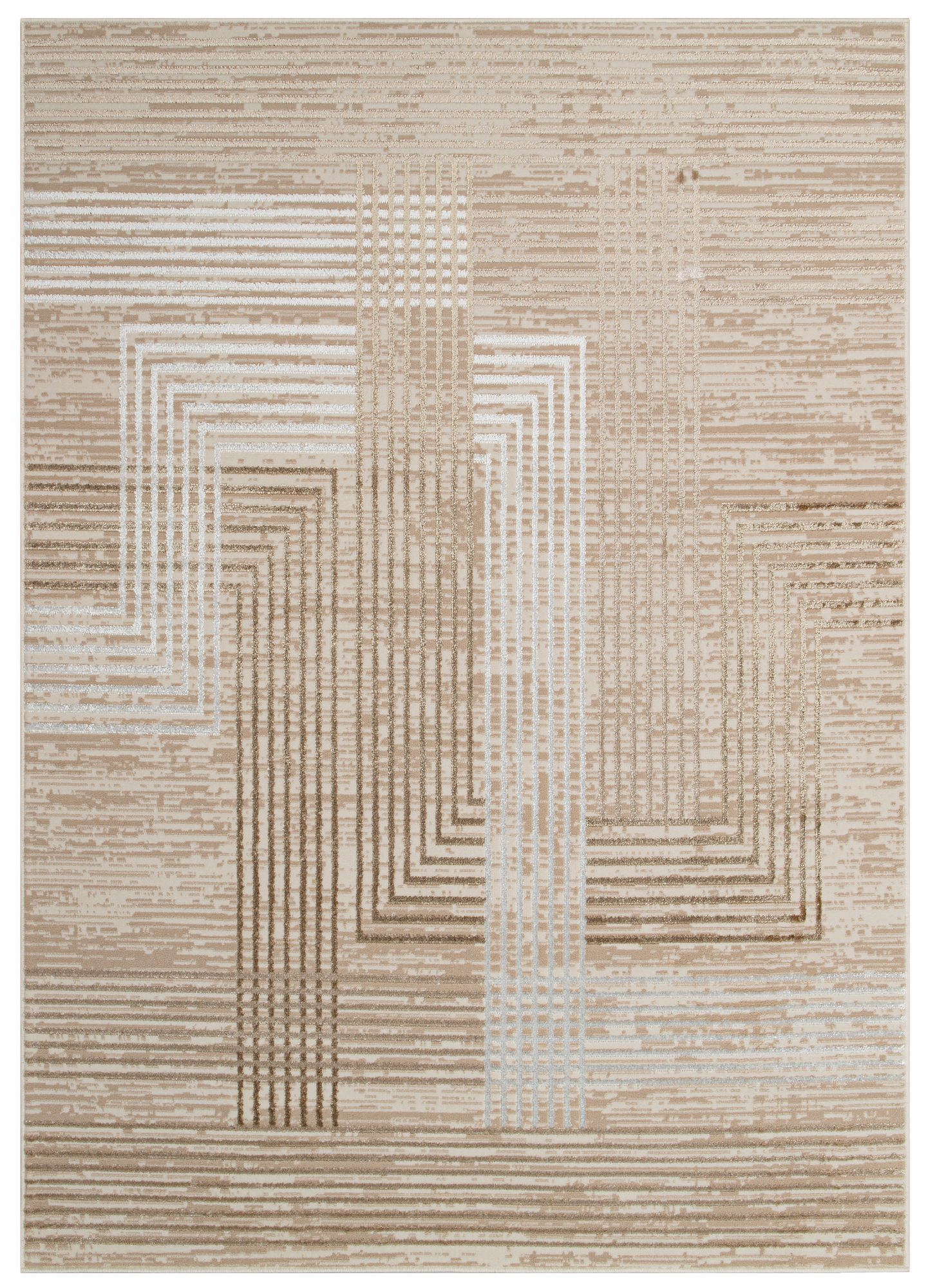 Tappeto Crystal Marrone Beige Crema Righe Effetto 3D