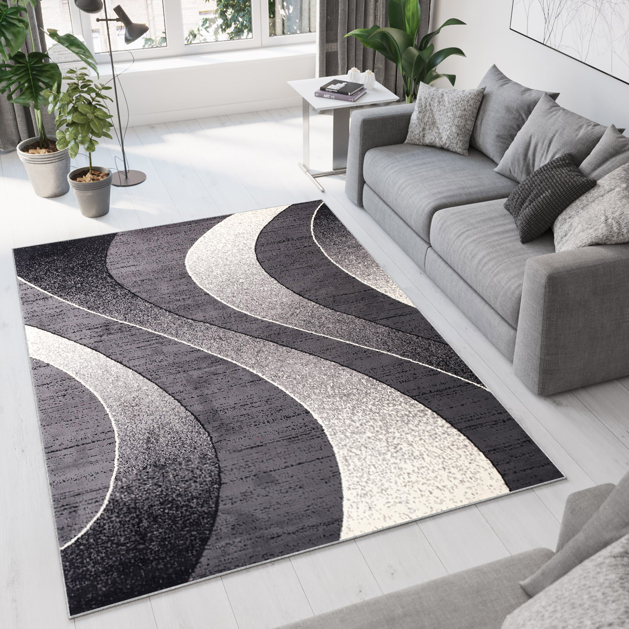 Tappeto Dream Moderno Grigio Scuro Onde