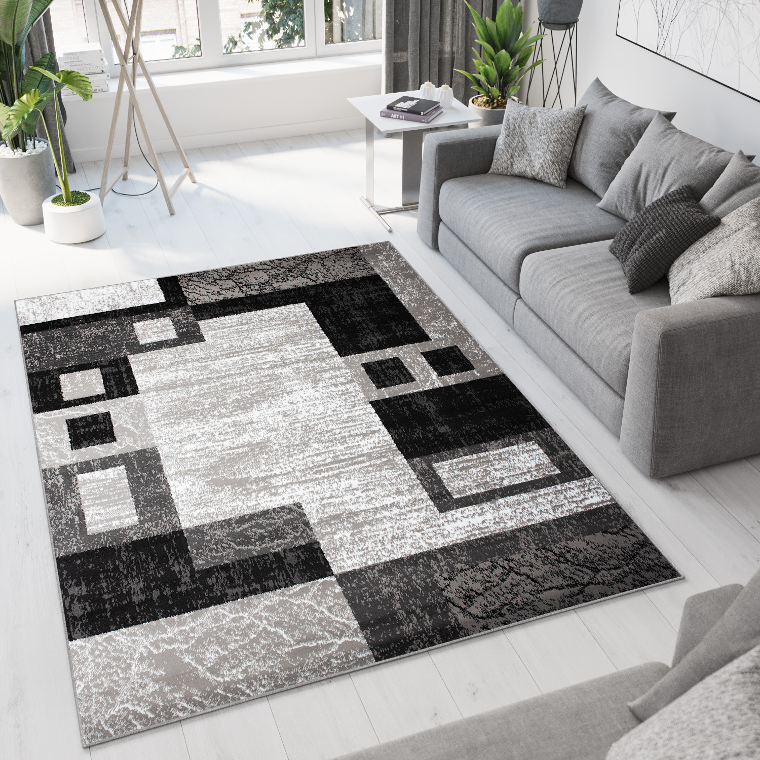 Tappeto Dream Geometrico Grigio Nero Rettangoli