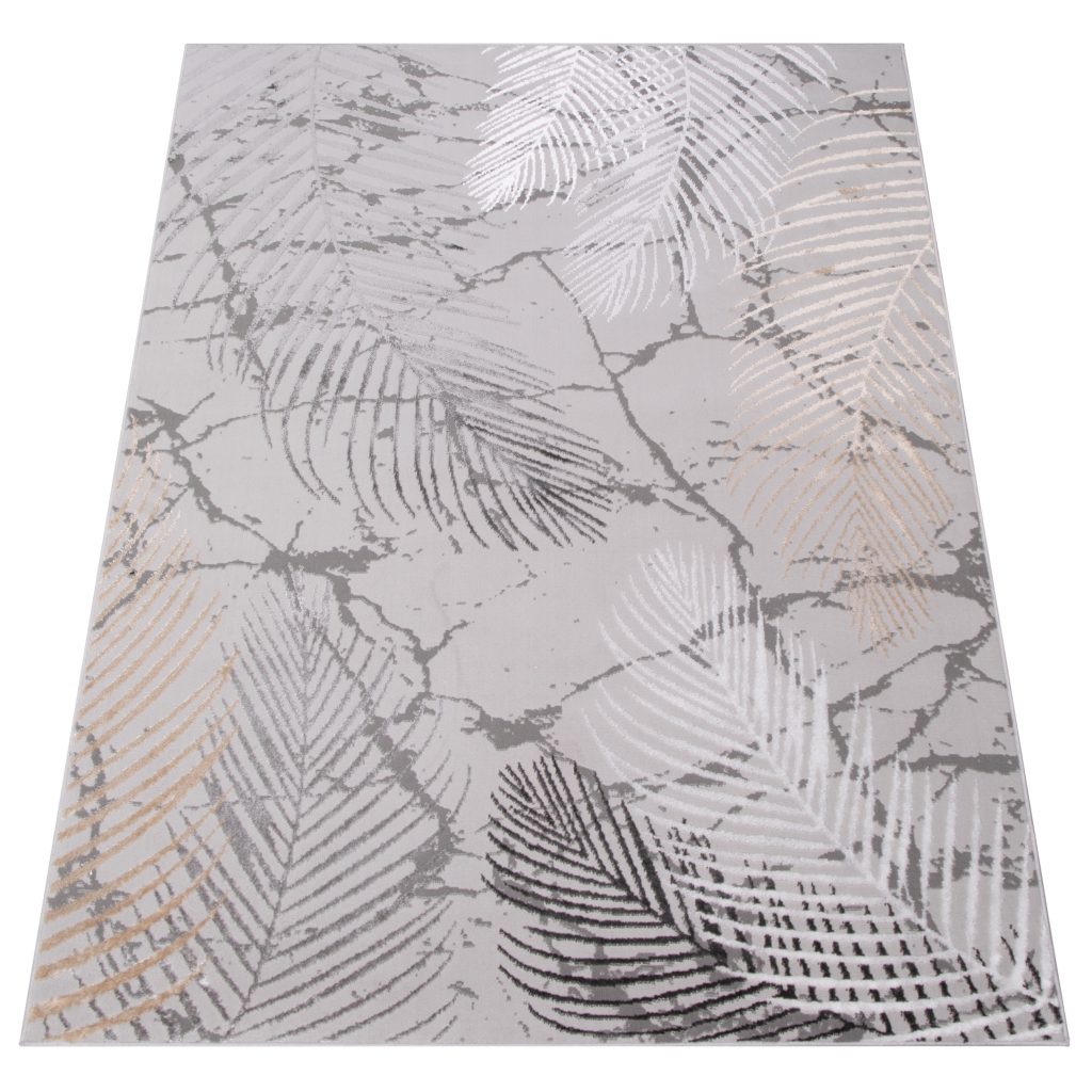 Tappeto Crystal Marrone Grigio Scuro Foglie Effetto 3D