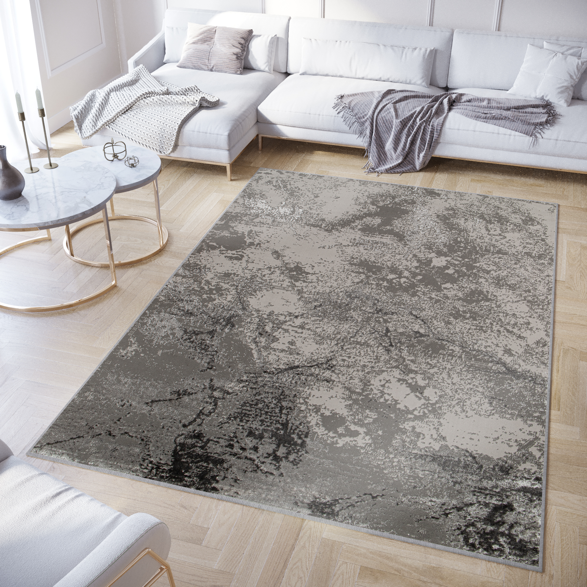Tappeto Crystal Grigio Chiaro Marmo Effetto 3D