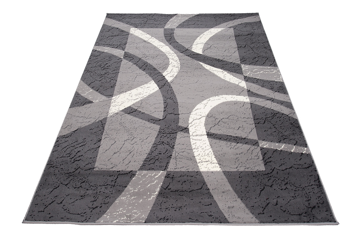 Tappeto Dream Grigio Bianco Cornice Cerchi