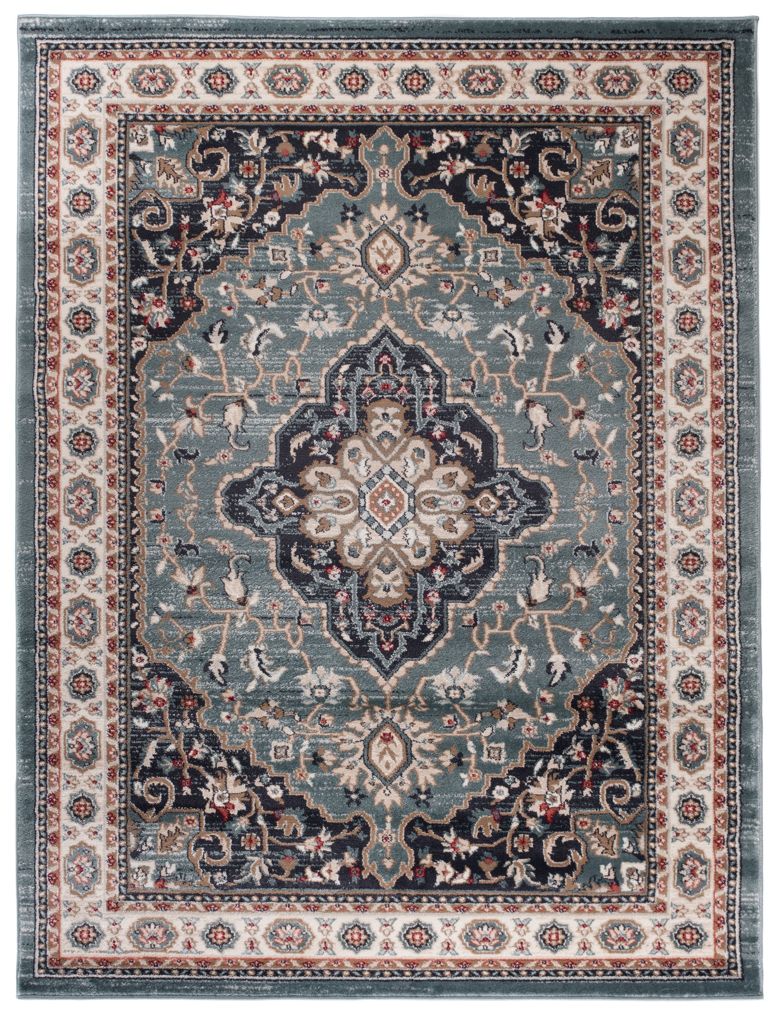 Tappeto Colorado Tradizionale Blu Crema Ornamenti