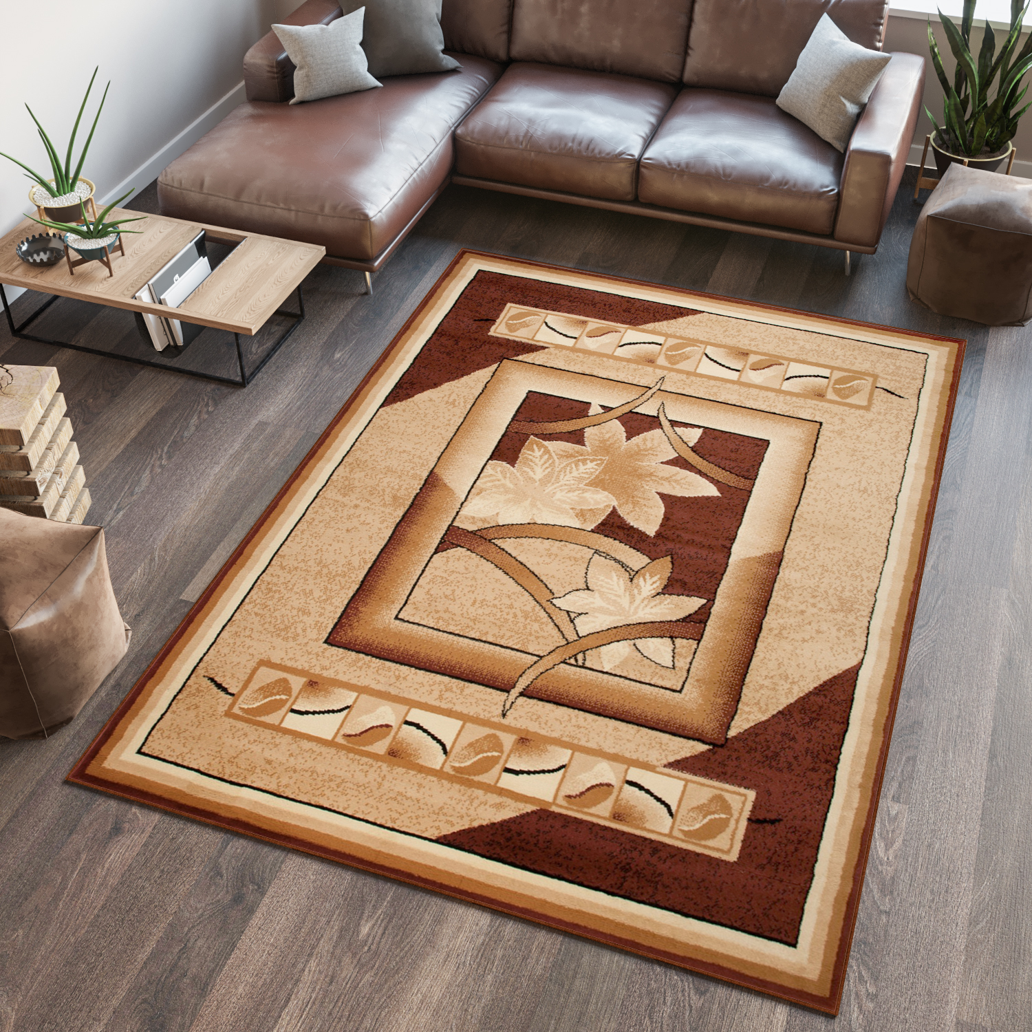 Tappeto Atlas Beige Marrone Geometrico Floreale