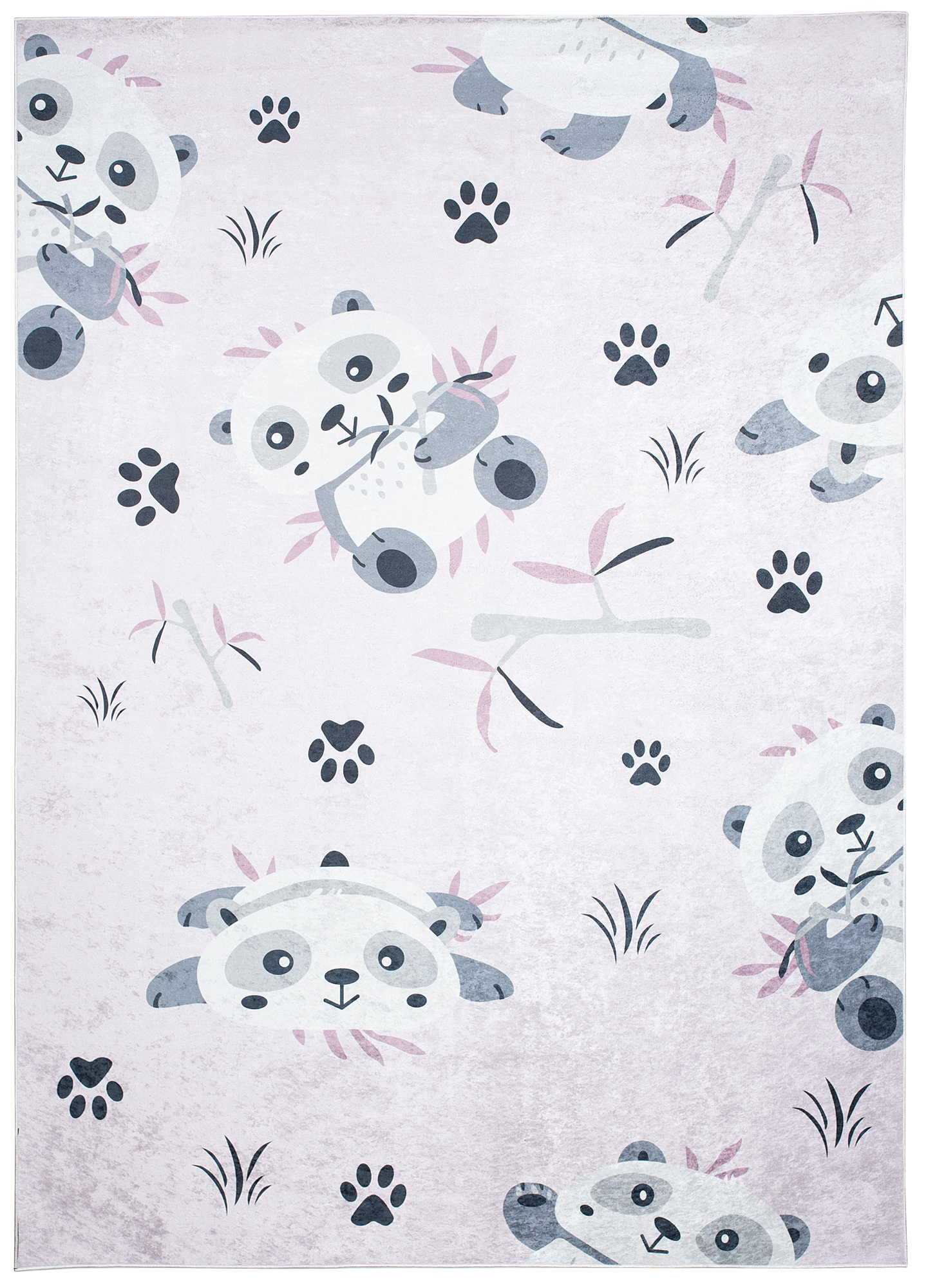 Tappeto Emma Antiscivolo Lavabile Rosa Grigio Panda