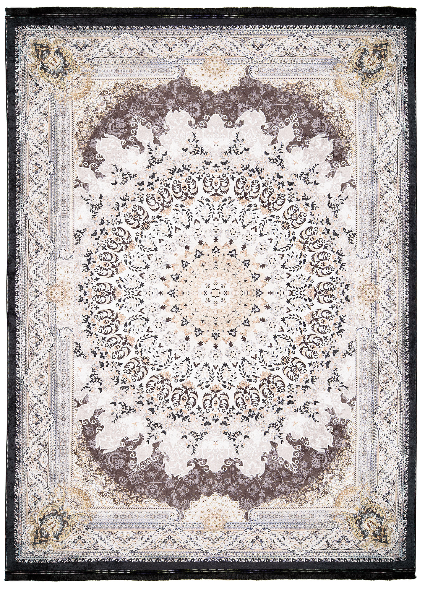 Tappeto Victoria con Frange Classico Rosetta Marrone
