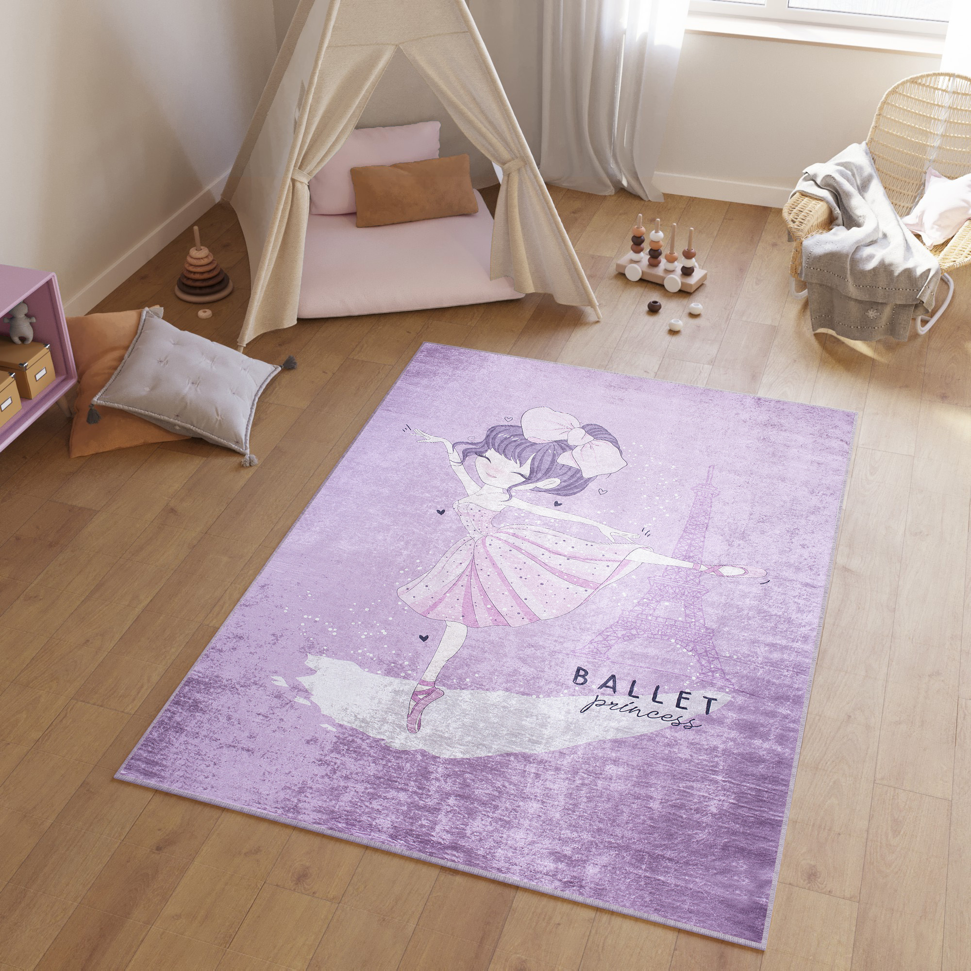 Tappeto Emma Bambini Viola Ballerina Antiscivolo