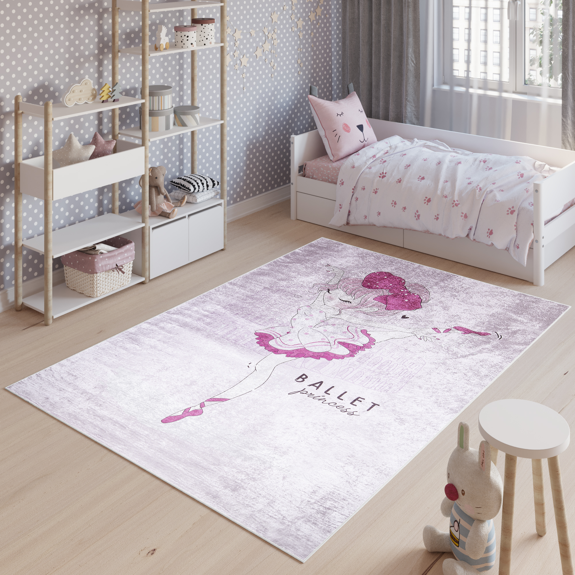 Tappeto Emma Bambini Rosa Bambina Balerina Antiscivolo
