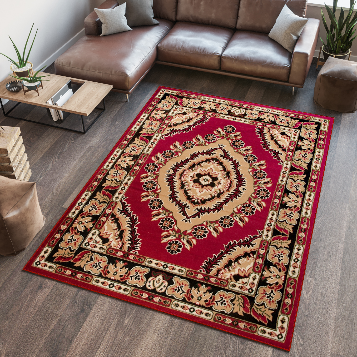 Tappeto Atlas Rosso Beige Tradizionale Rosetta