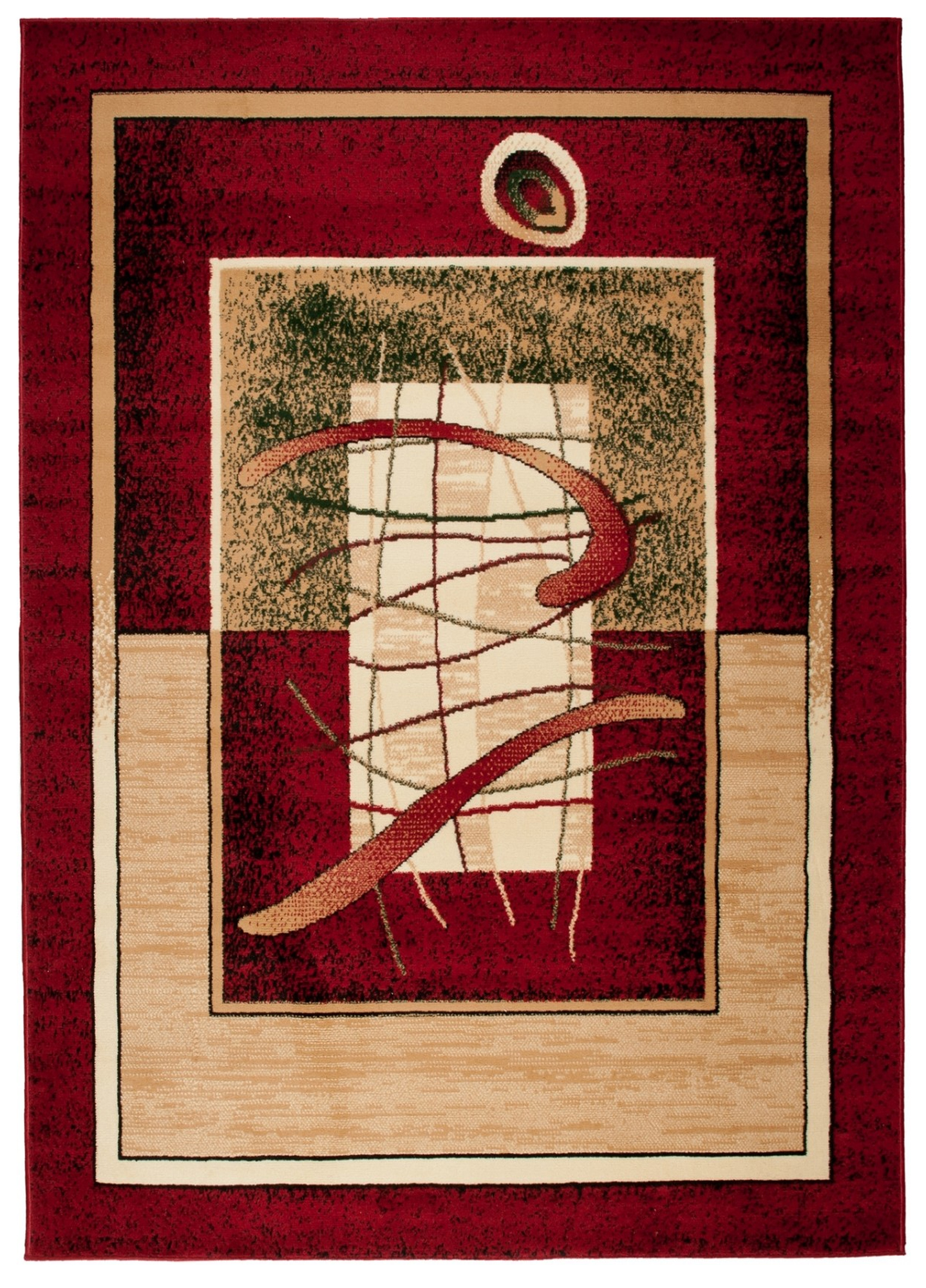 Tappeto Atlas Rosso Beige Astratto Frame