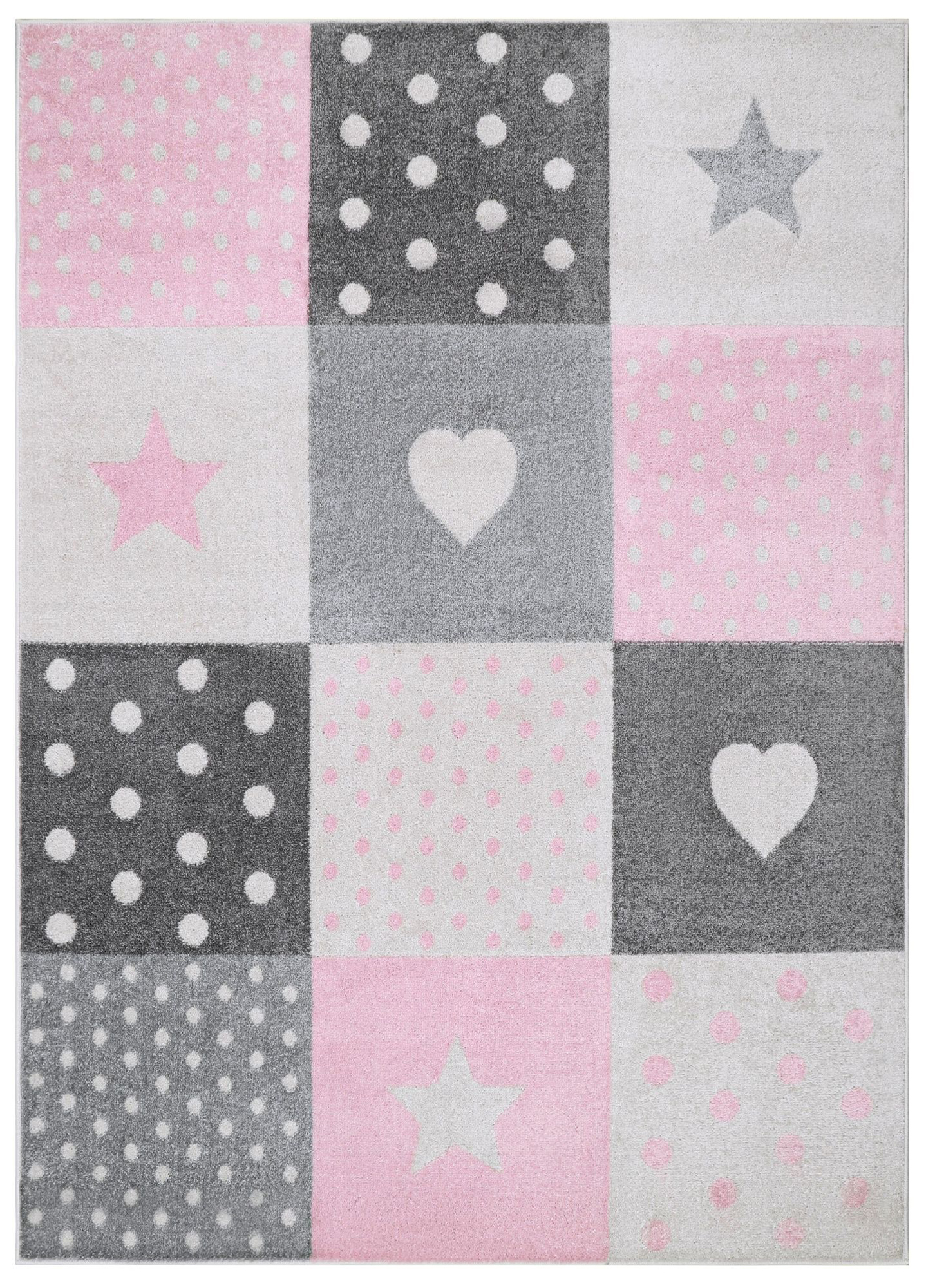 Tappeto Lazur Grigio Rosa Quadrati per Bambini
