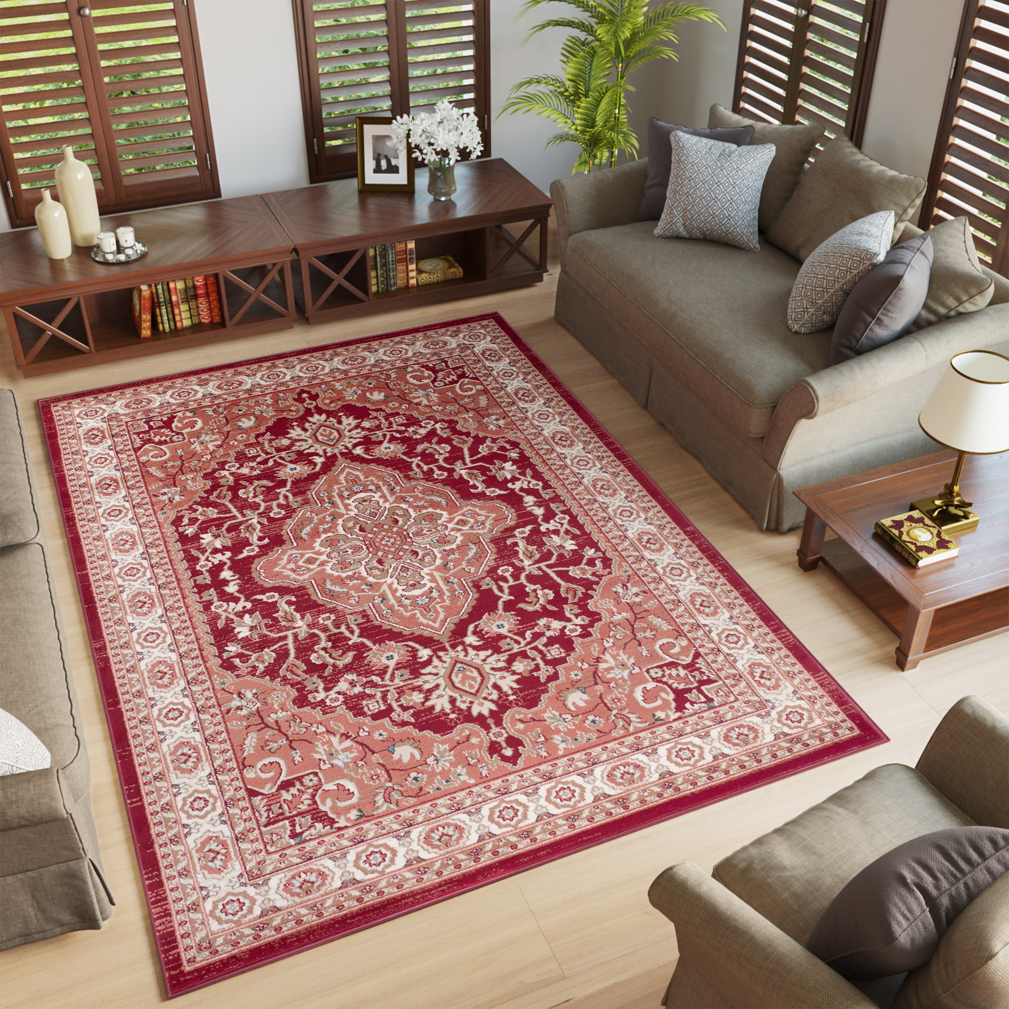 Tappeto Colorado Tradizionale Rosso Crema Ornamenti
