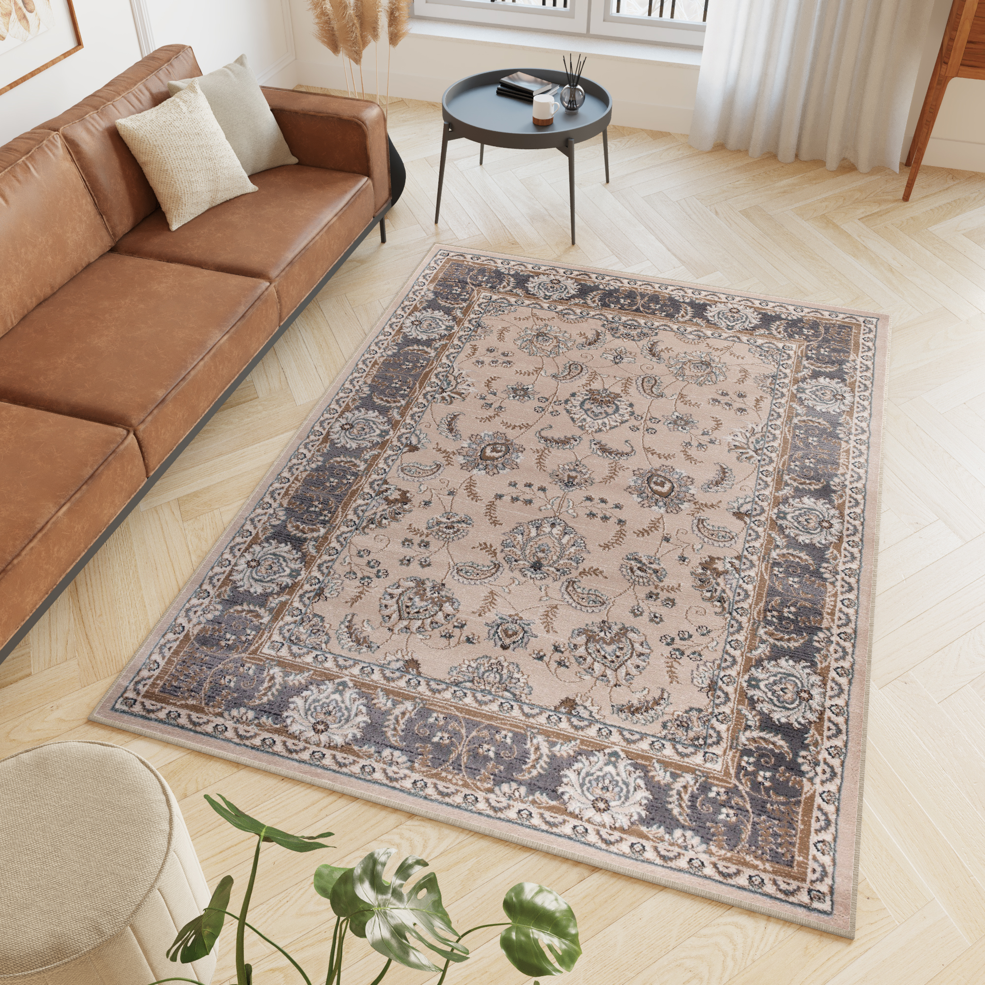 Tappeto Colorado Classico Beige Grigio Ornamenti