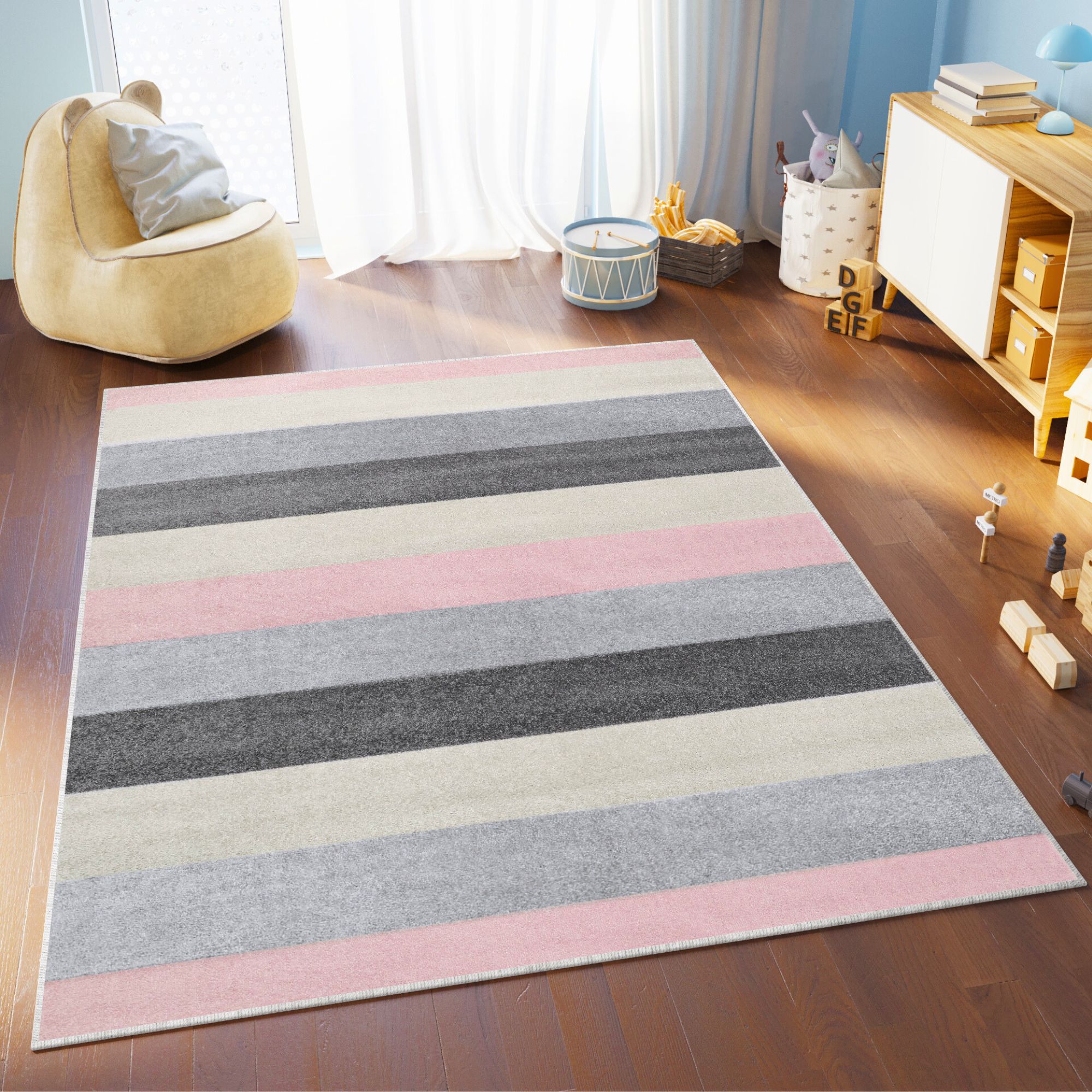 Tappeto Lazur Grigio Rosa Geometrico Linee