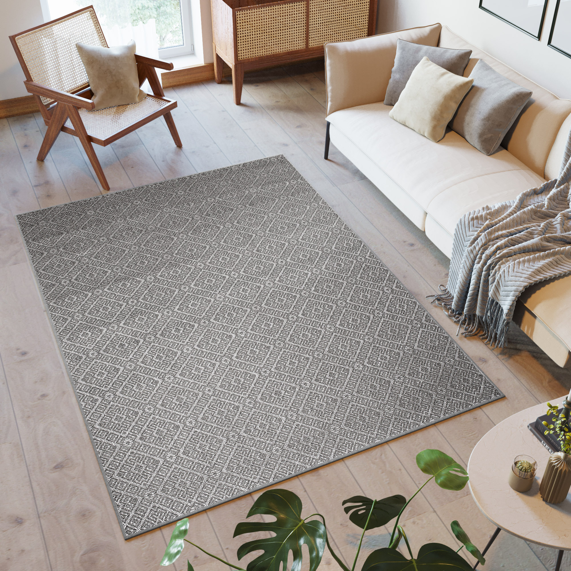 Tappeto Capri Moderno Geometrico Design Grigio  Interno Esterno