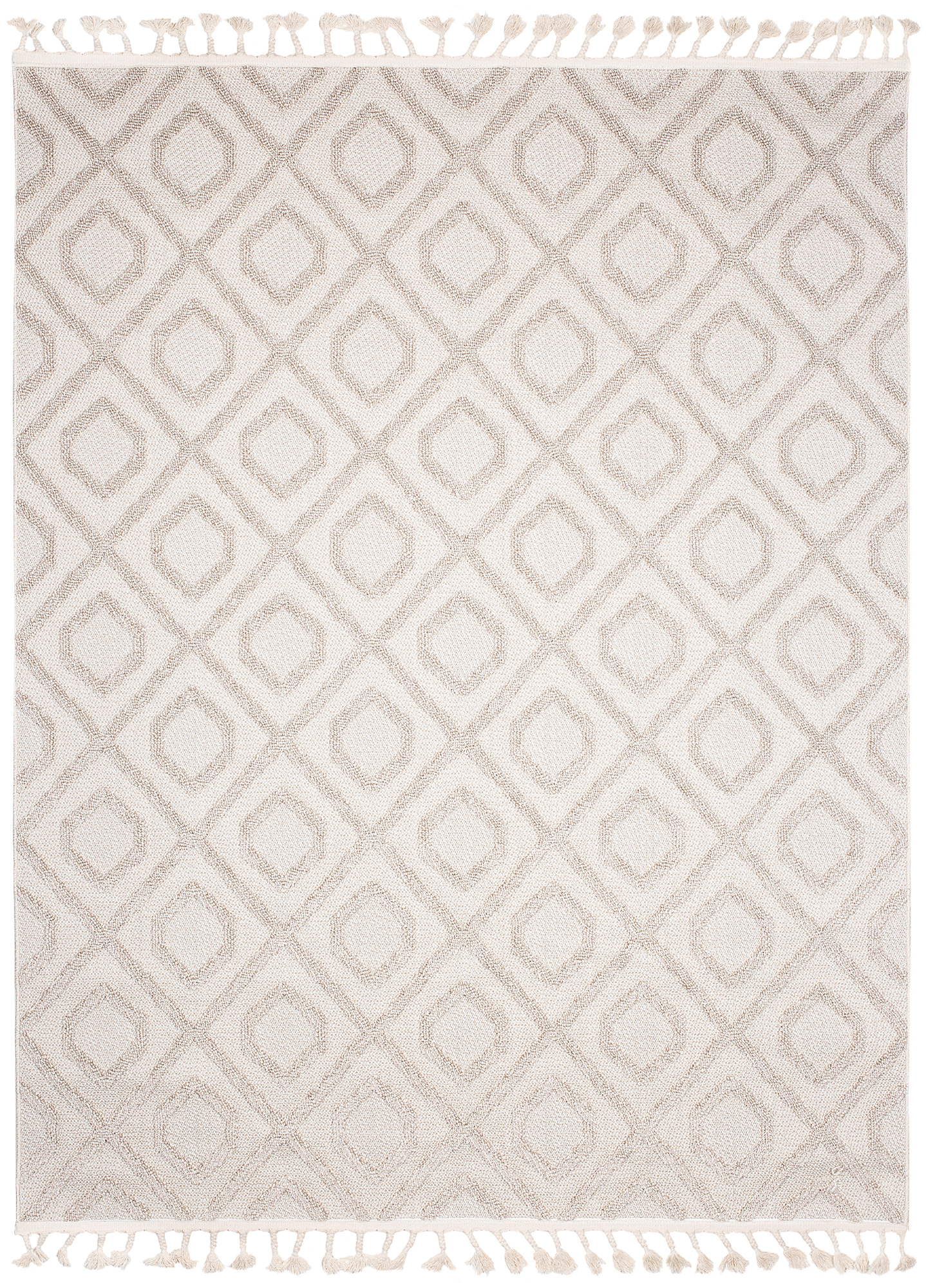 Tappeto Timber Indoor Outdoor Beige Geometrico con Frange