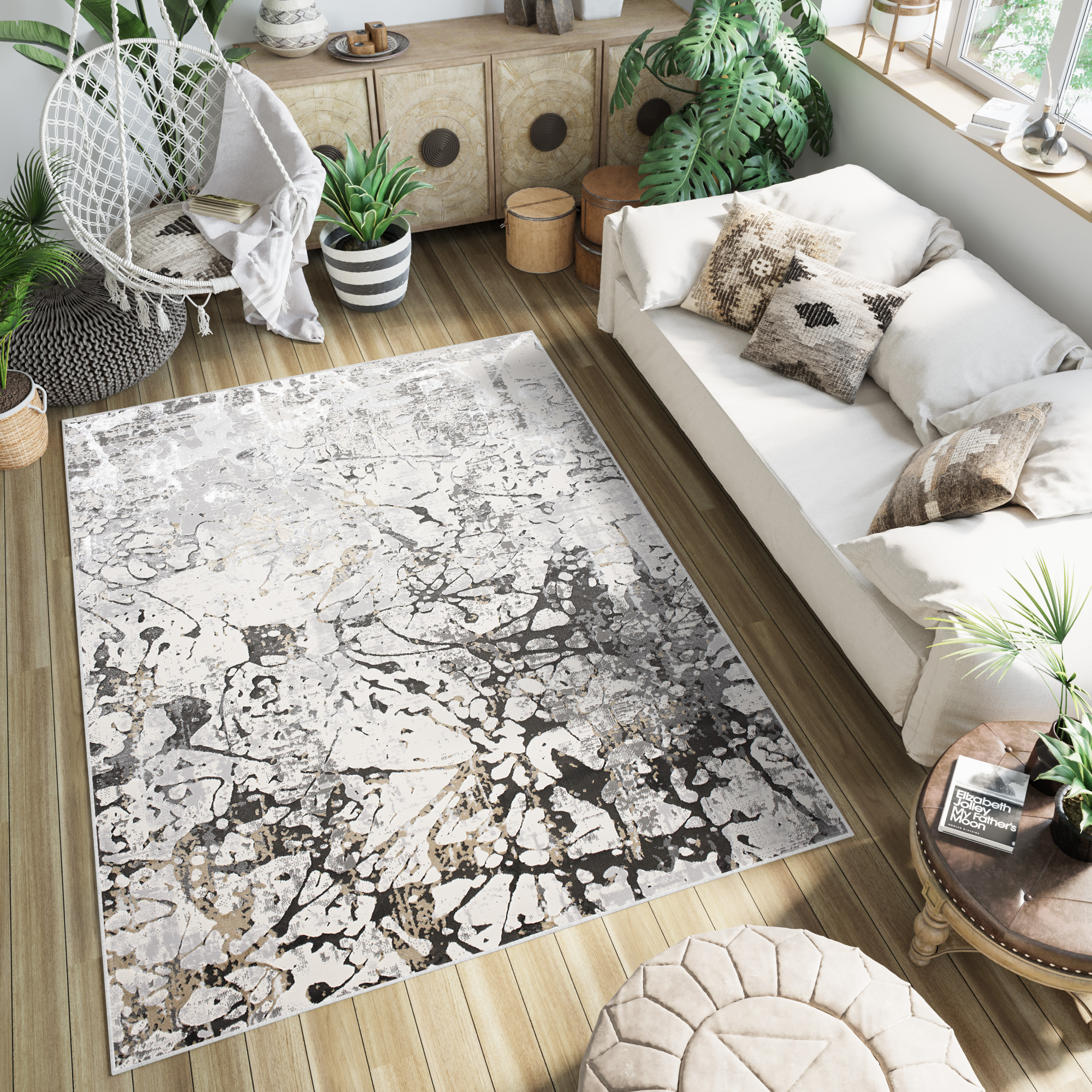 Tappeto Golden Grigio Crema Astratto