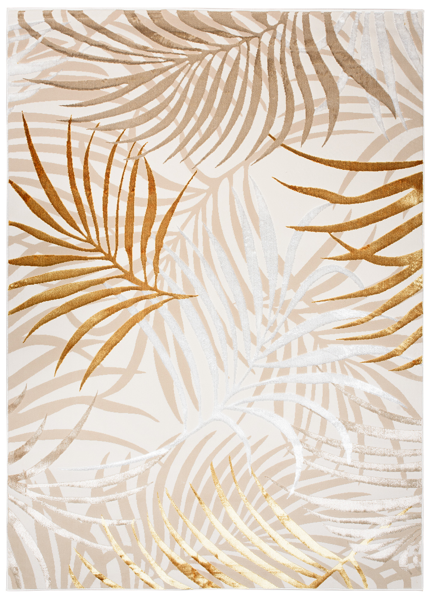 Tappeto Golden Crema Oro Beige Foglie