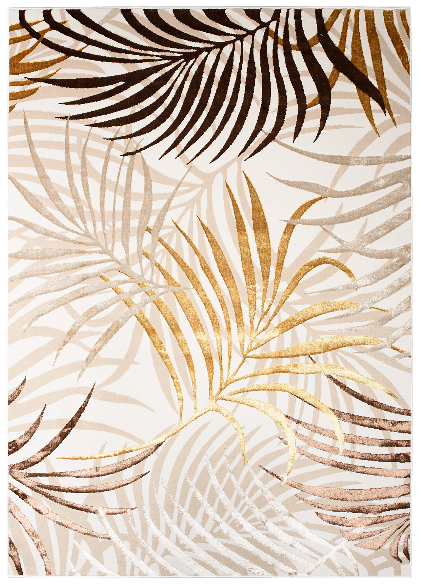 Tappeto Golden Crema Marrone Oro Foglie