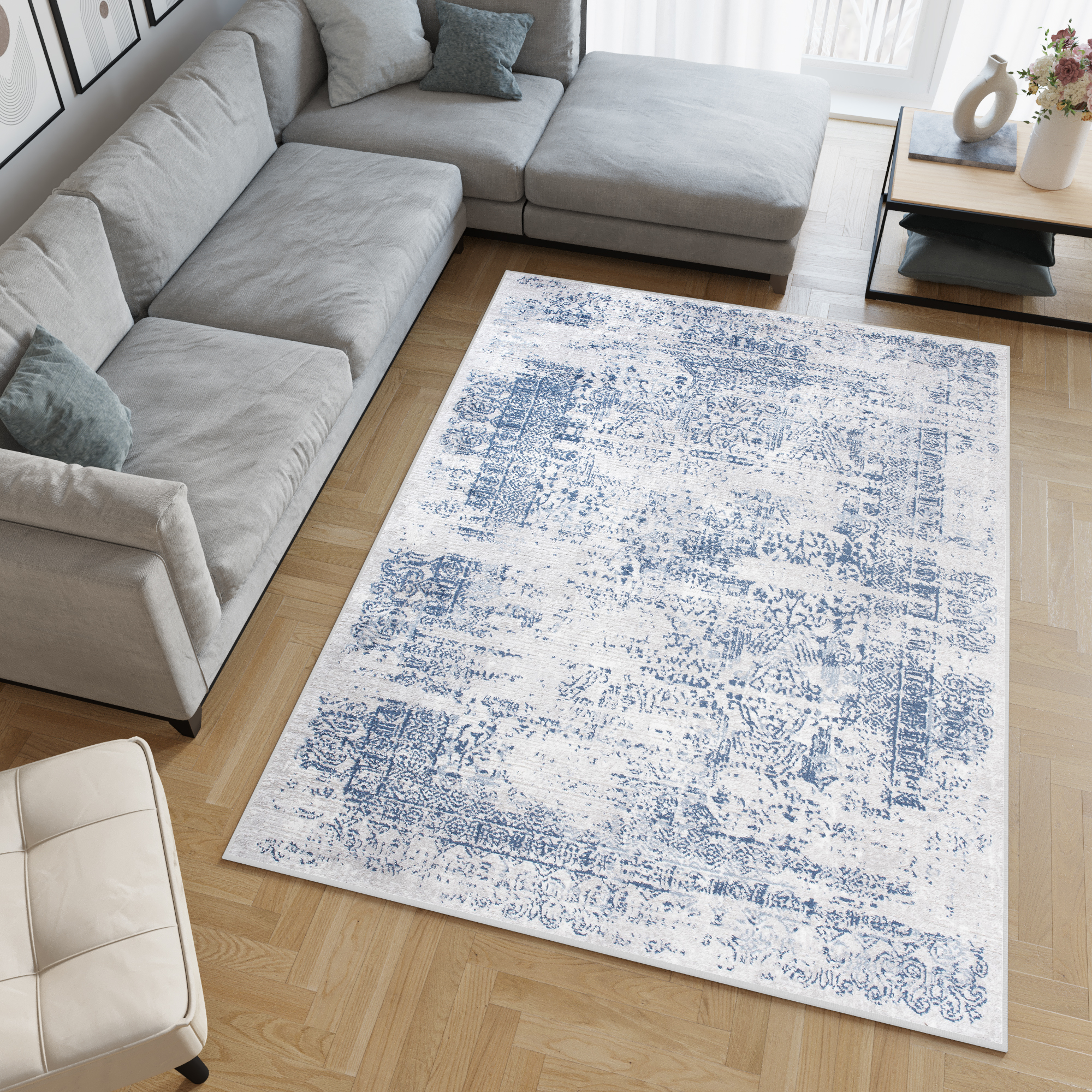 Tappeto Sky Blu Crema Sfumature Vintage
