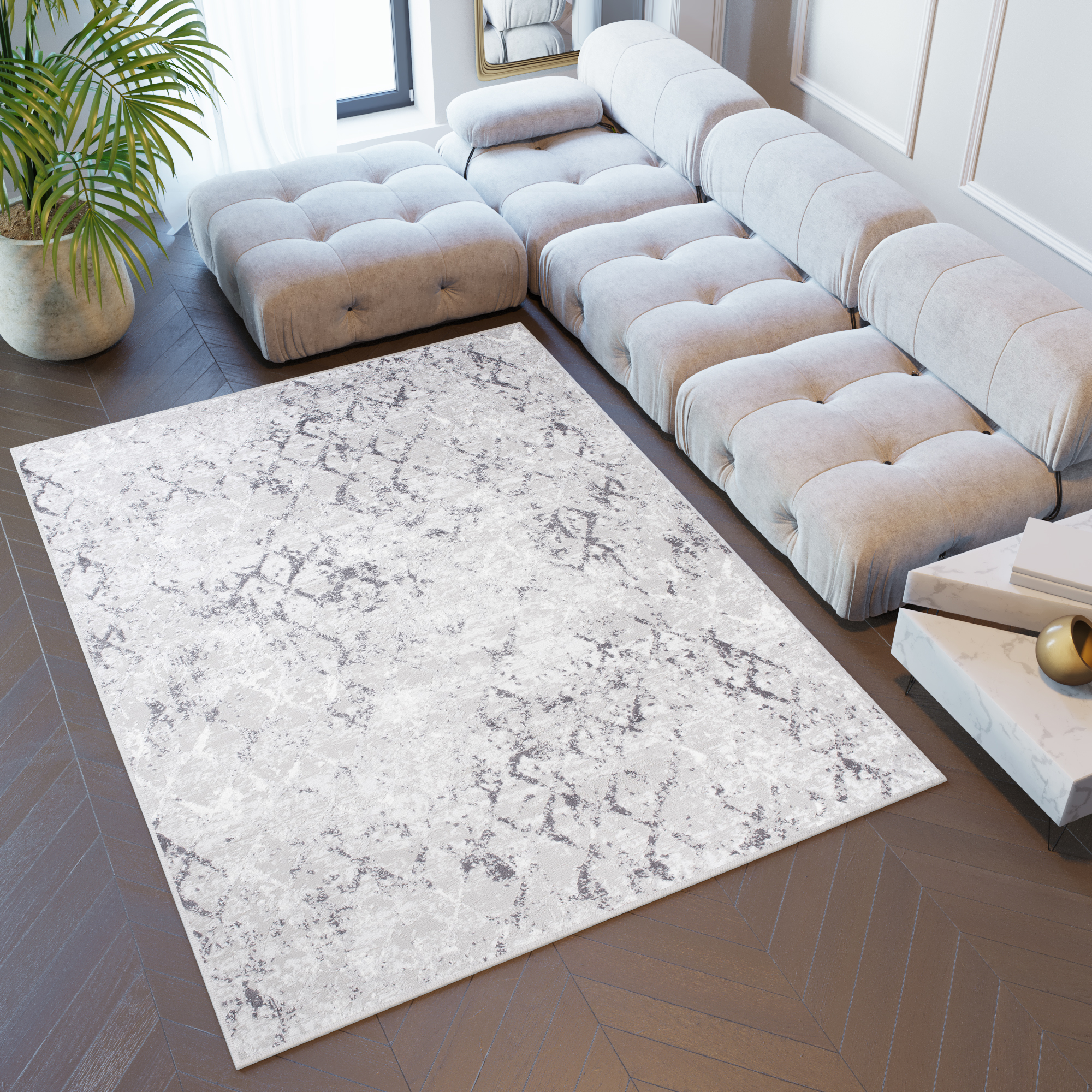 Tappeto Sky Grigio Geometrico Diamanti