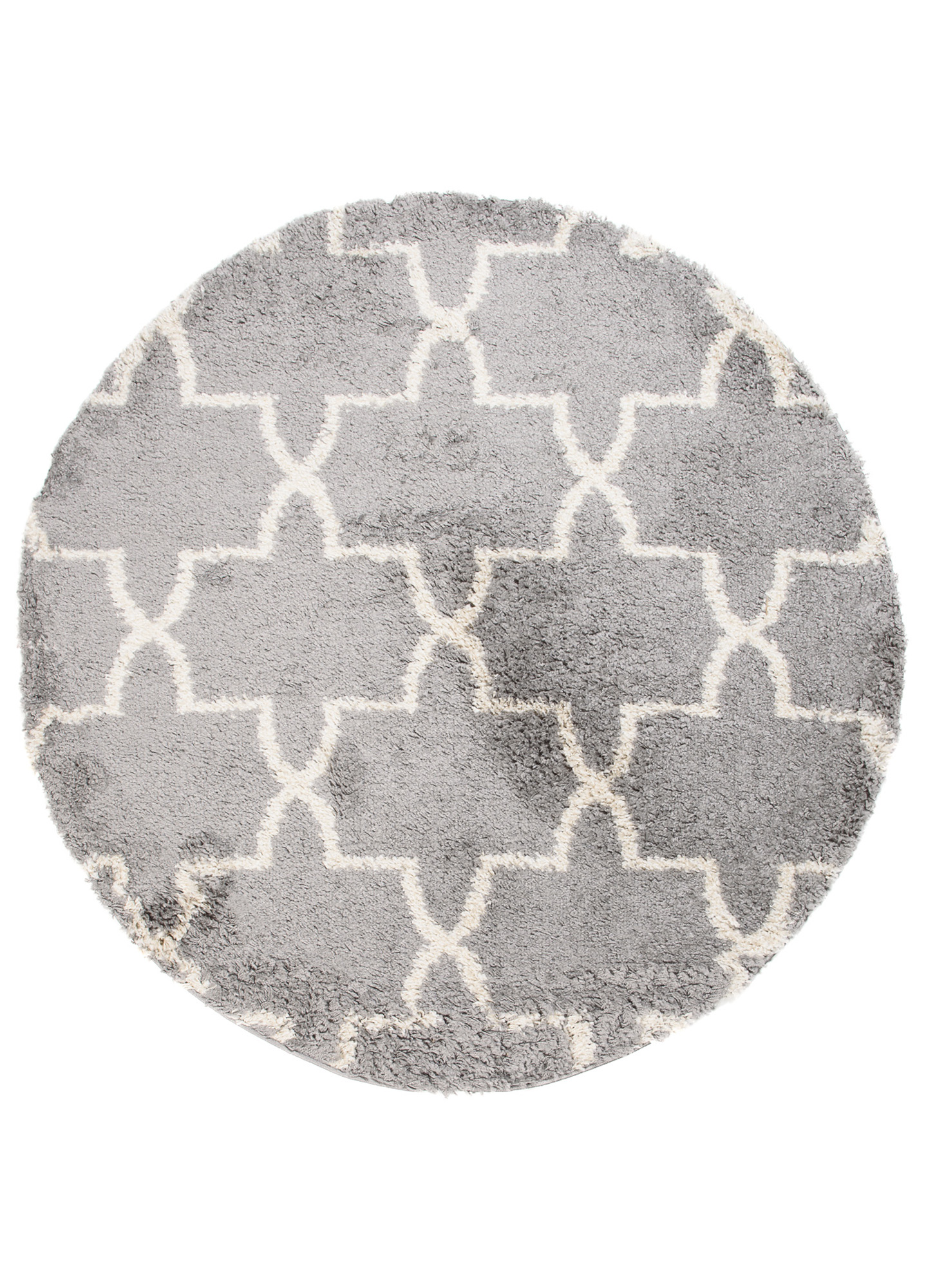 Tappeto Boho Rotondo Grigio Marocchino Trifoglio