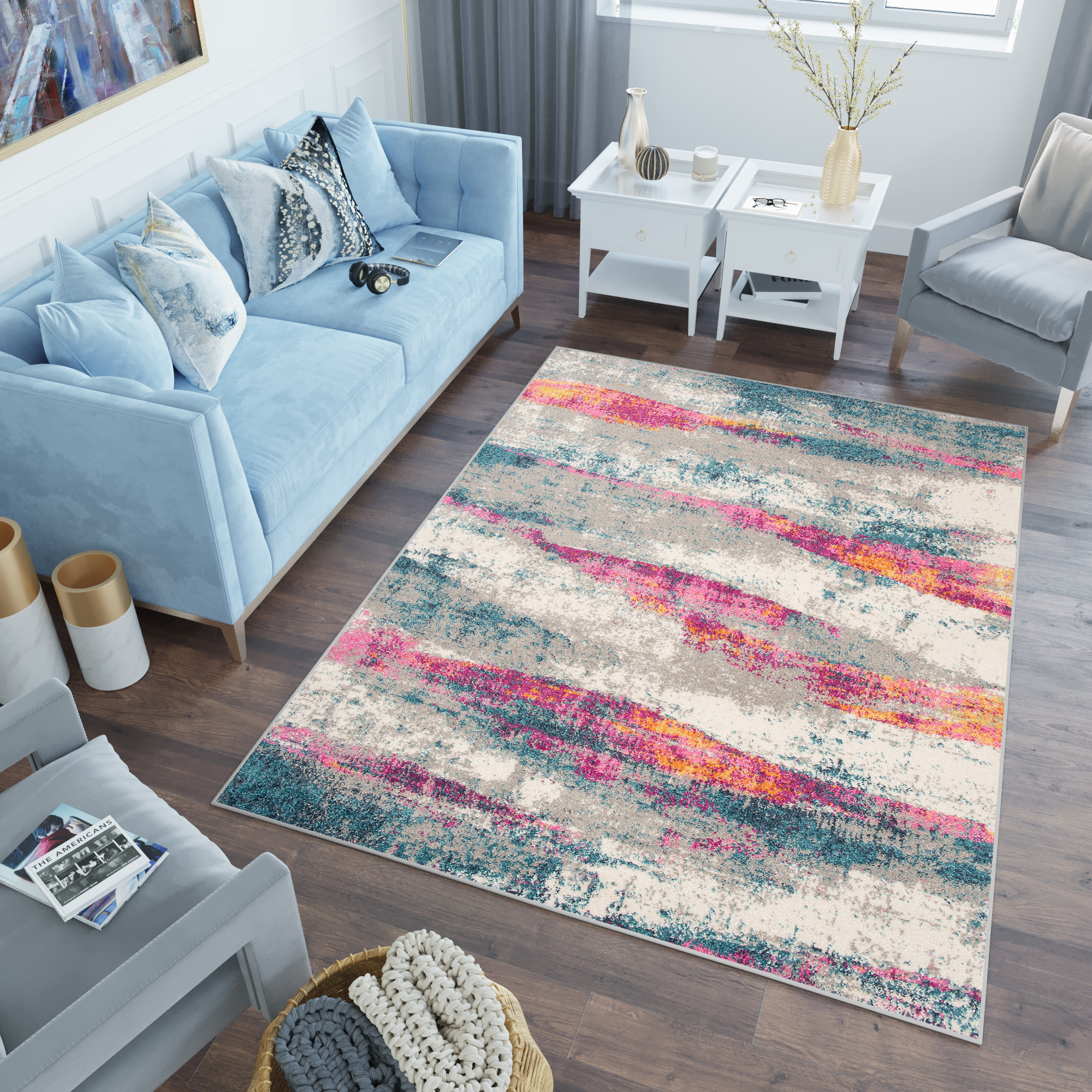 Tappeto Lazur Rosa Multicolore Astratto Sfumature