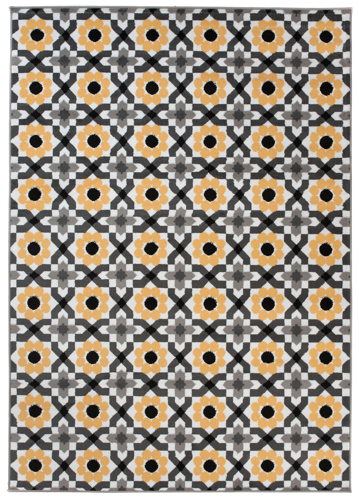 Tappeto Maya Grigio Giallo Floreale Mosaico
