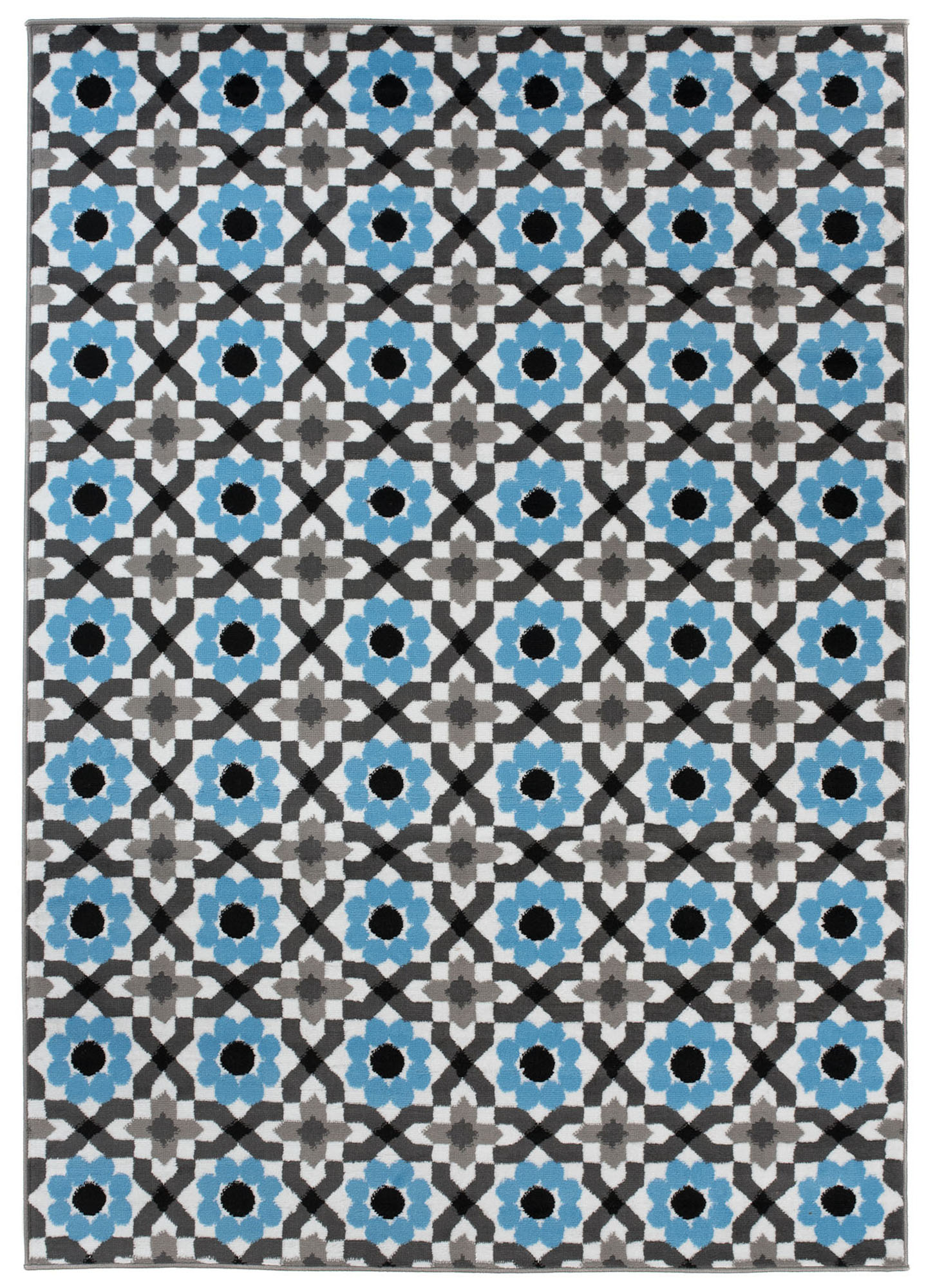 Tappeto Maya Grigio Blu Floreale Mosaico