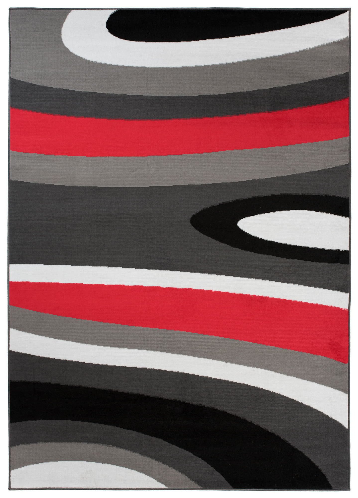 Tappeto Maya Grigio Rosso Astratto Onde