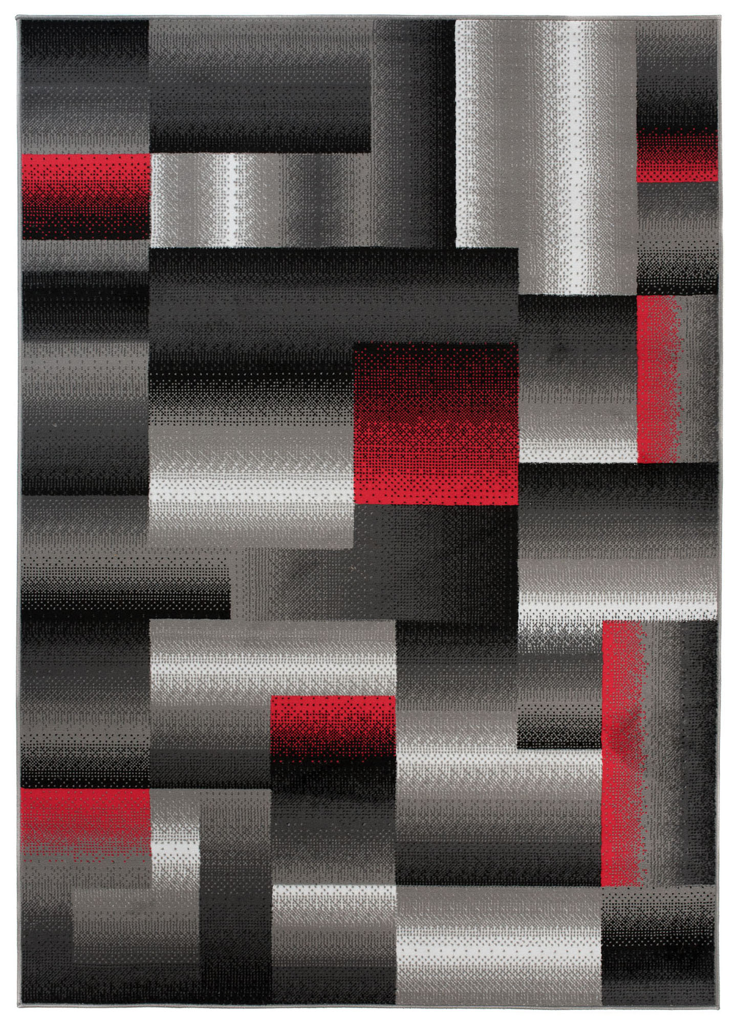 Tappeto Maya Grigio Rosso Rettangoli