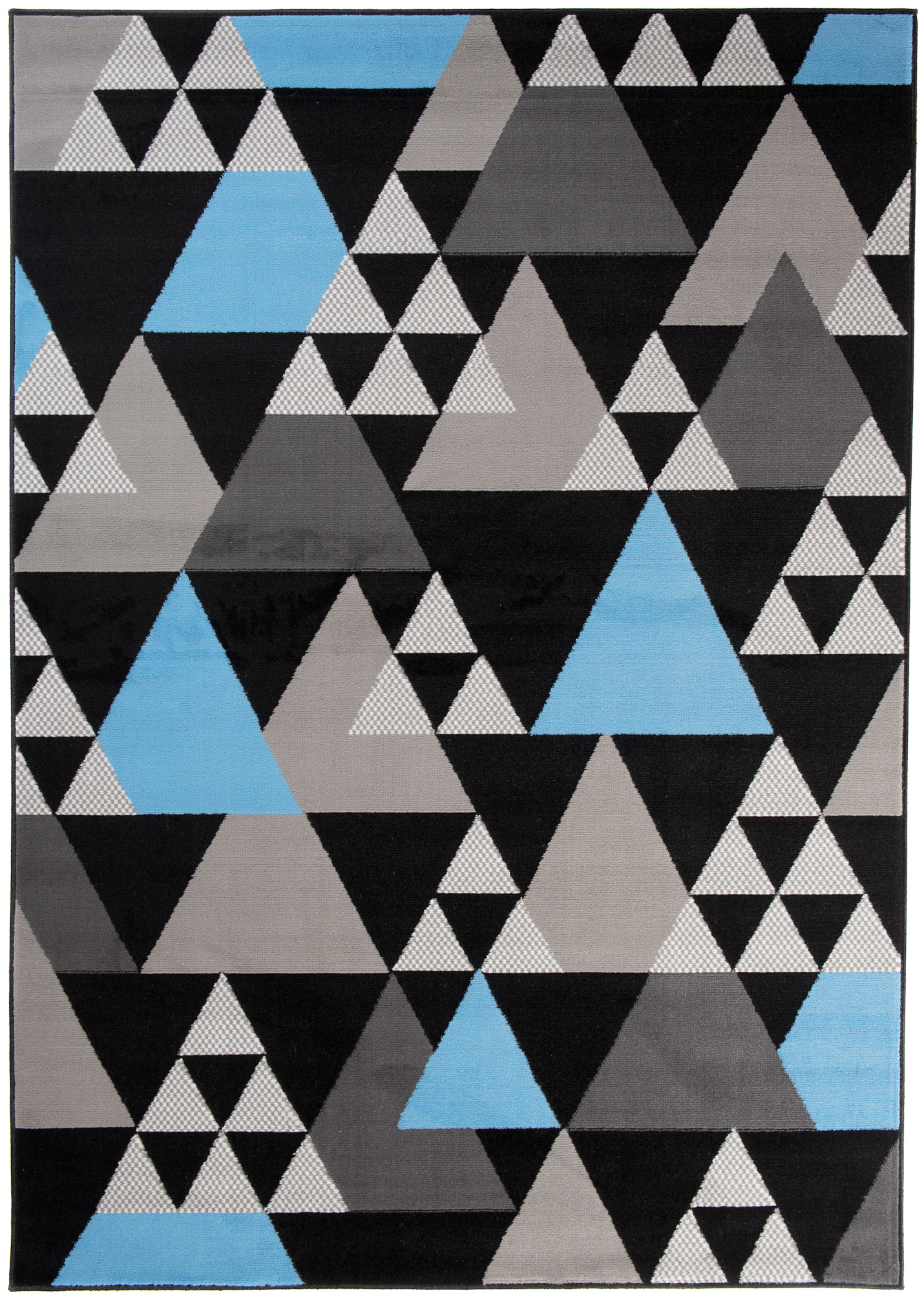 Tappeto Maya Grigio Blu Geometrico a Triangoli