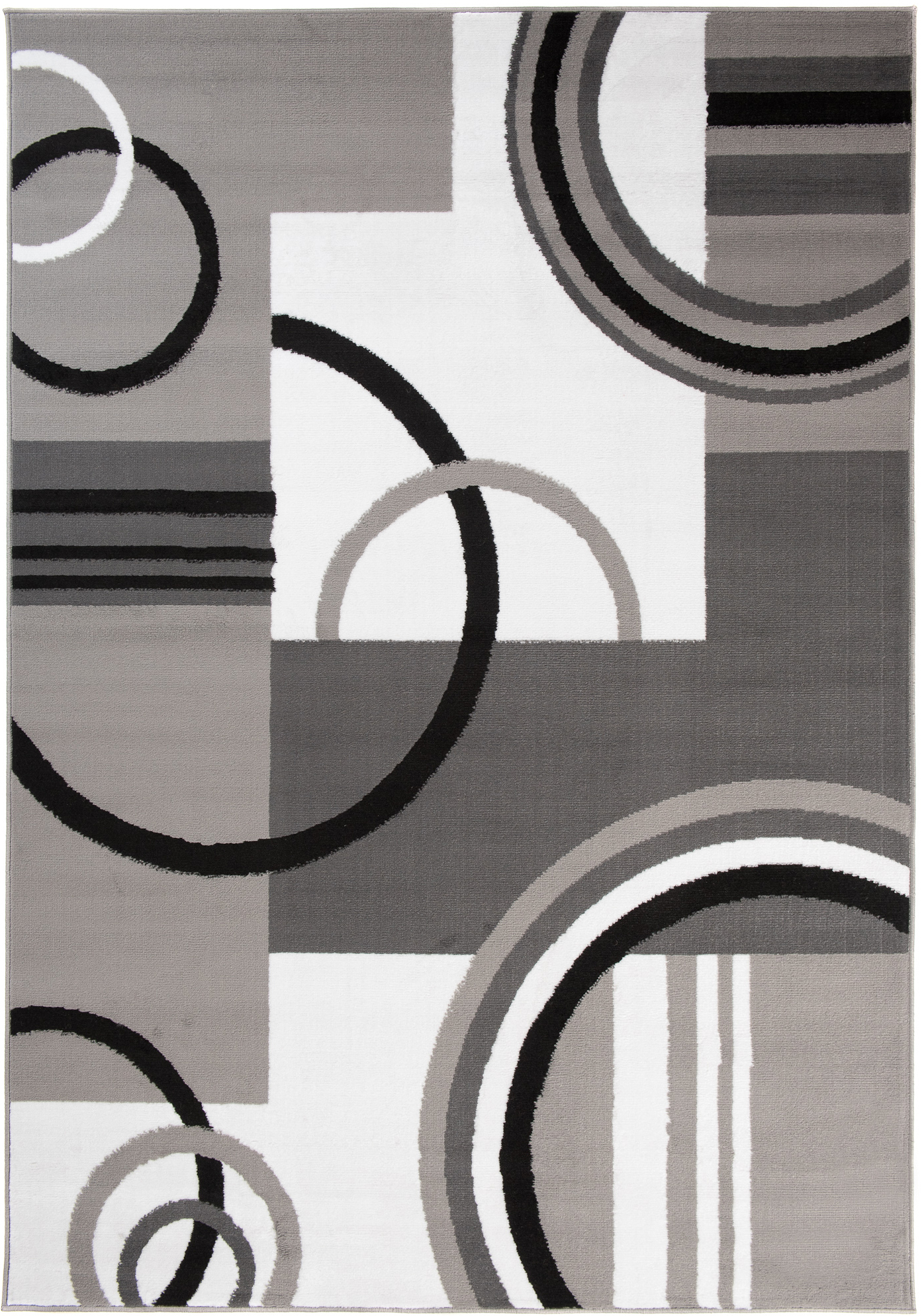 Tappeto Maya Grigio Bianco Geometrico Cerchi
