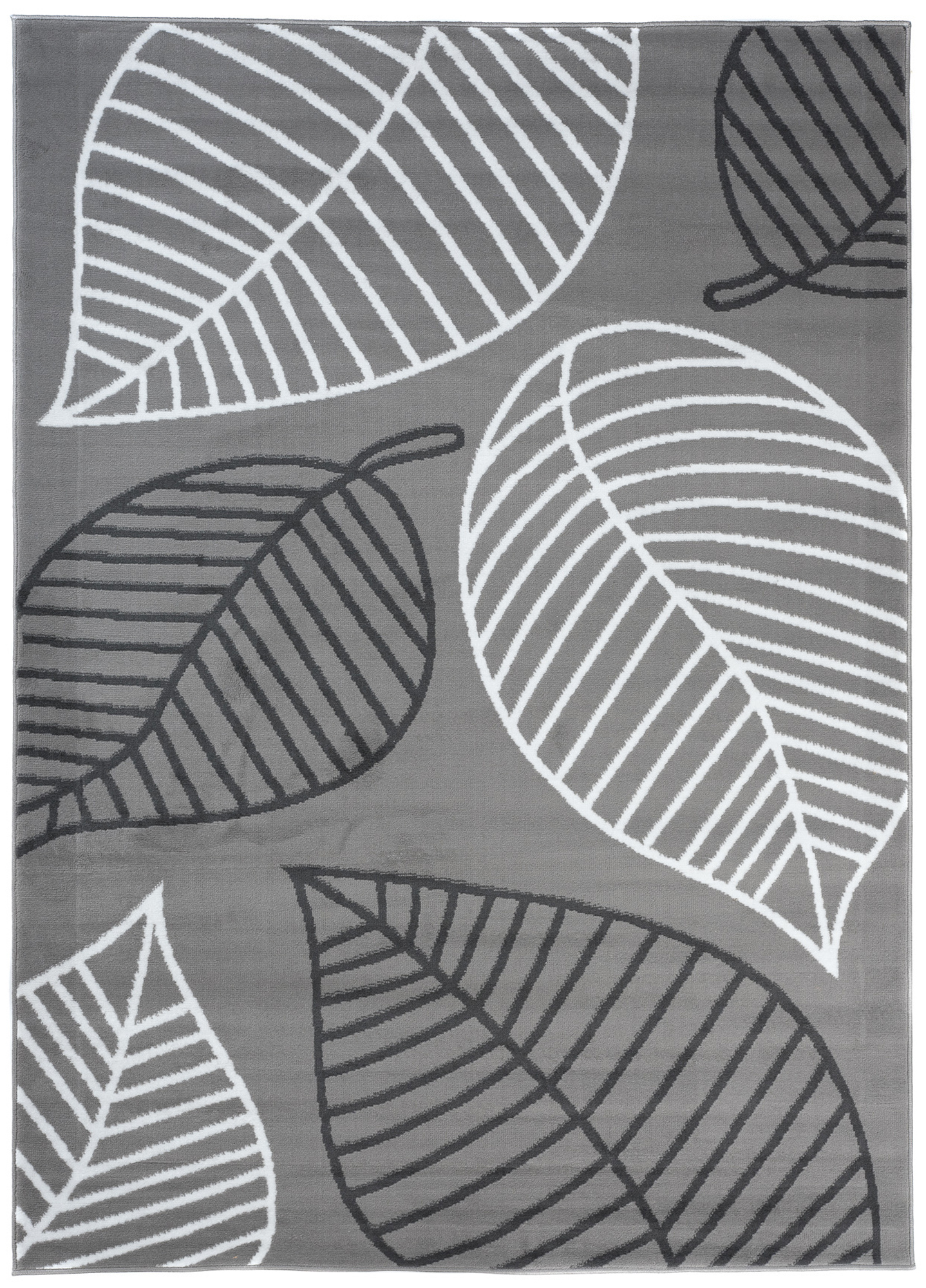 Tappeto Luxury Grigio Bianco Foglie per Bambini