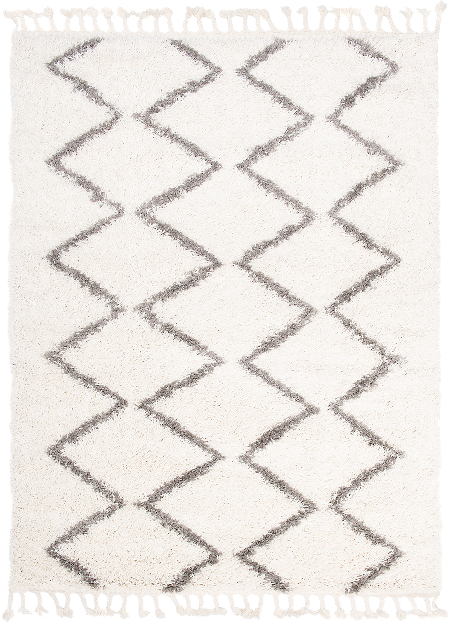Tappeto Boho con Frange Crema Zigzag Shaggy