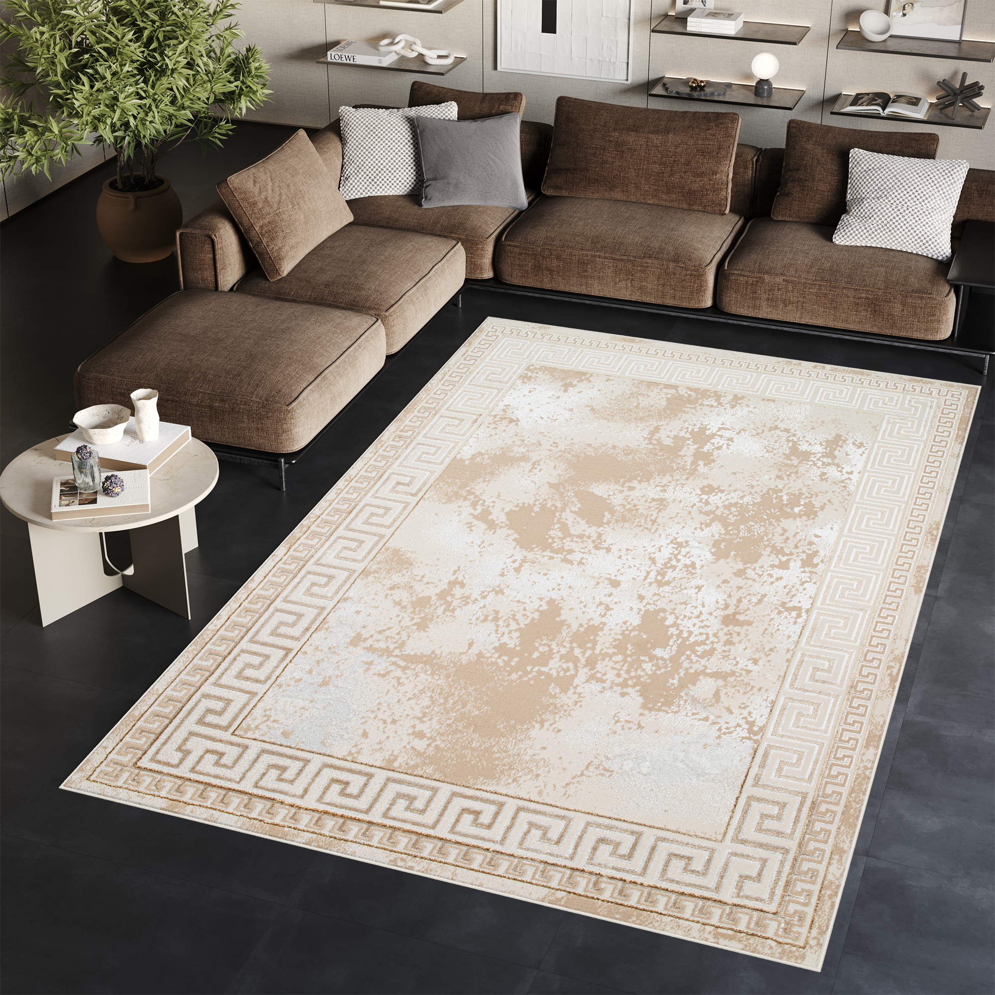 Tappeto Ares Beige Cornice Astratto