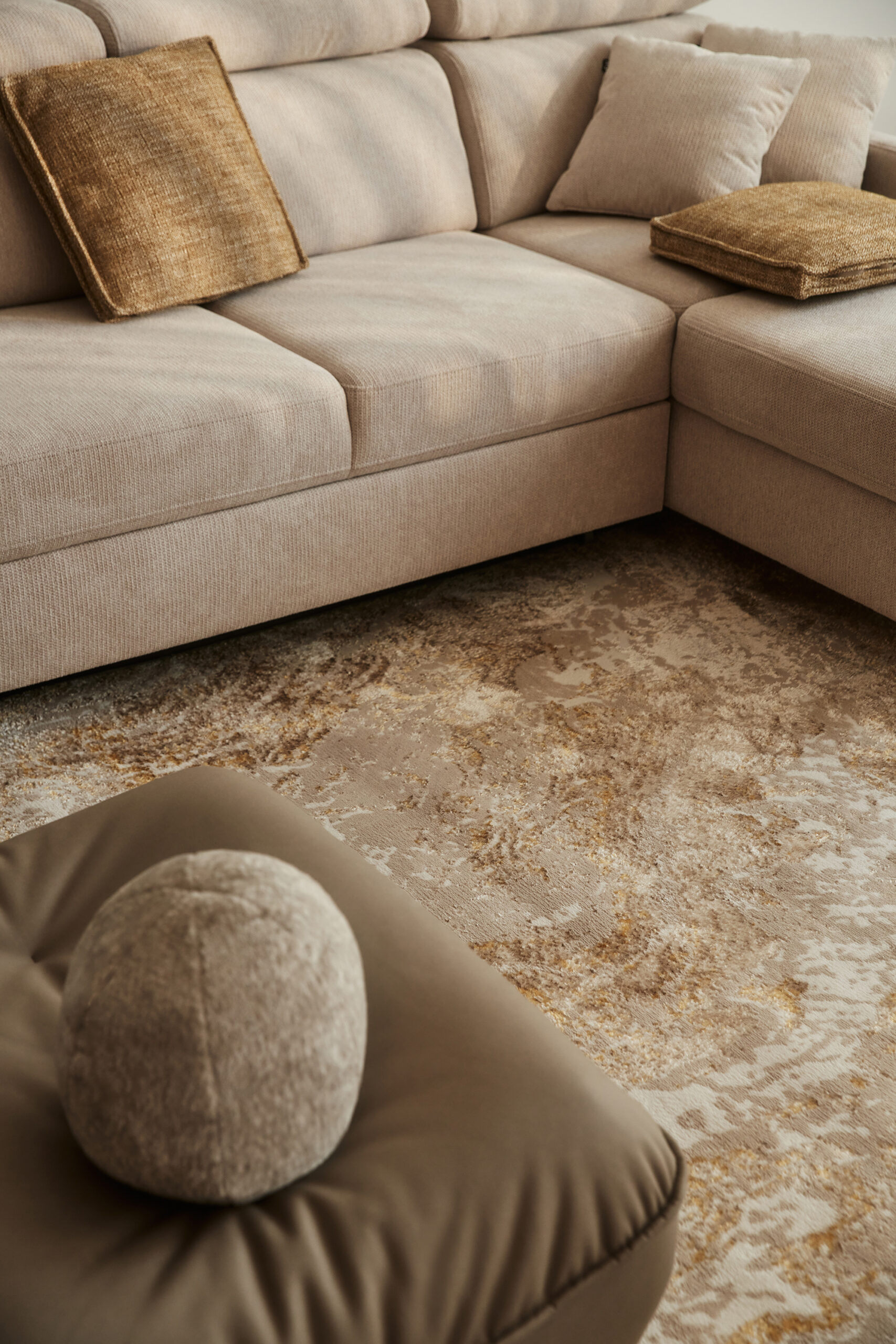 Tappeto Crystal Beige Oro Crema Effetto Marmo 3D