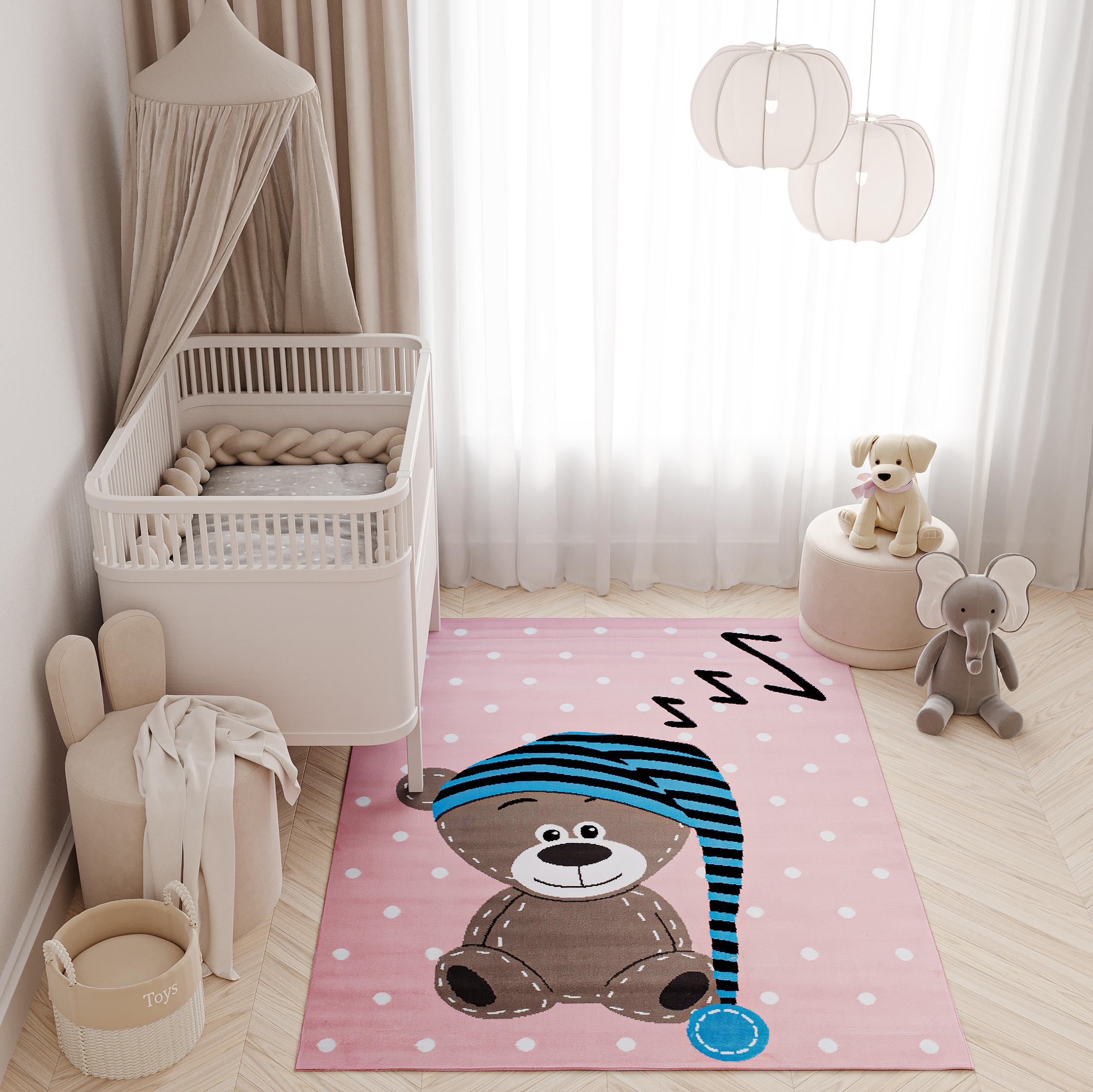 Tappeto Per Bambini Pinky Rosa Orsacchiotto di Peluche
