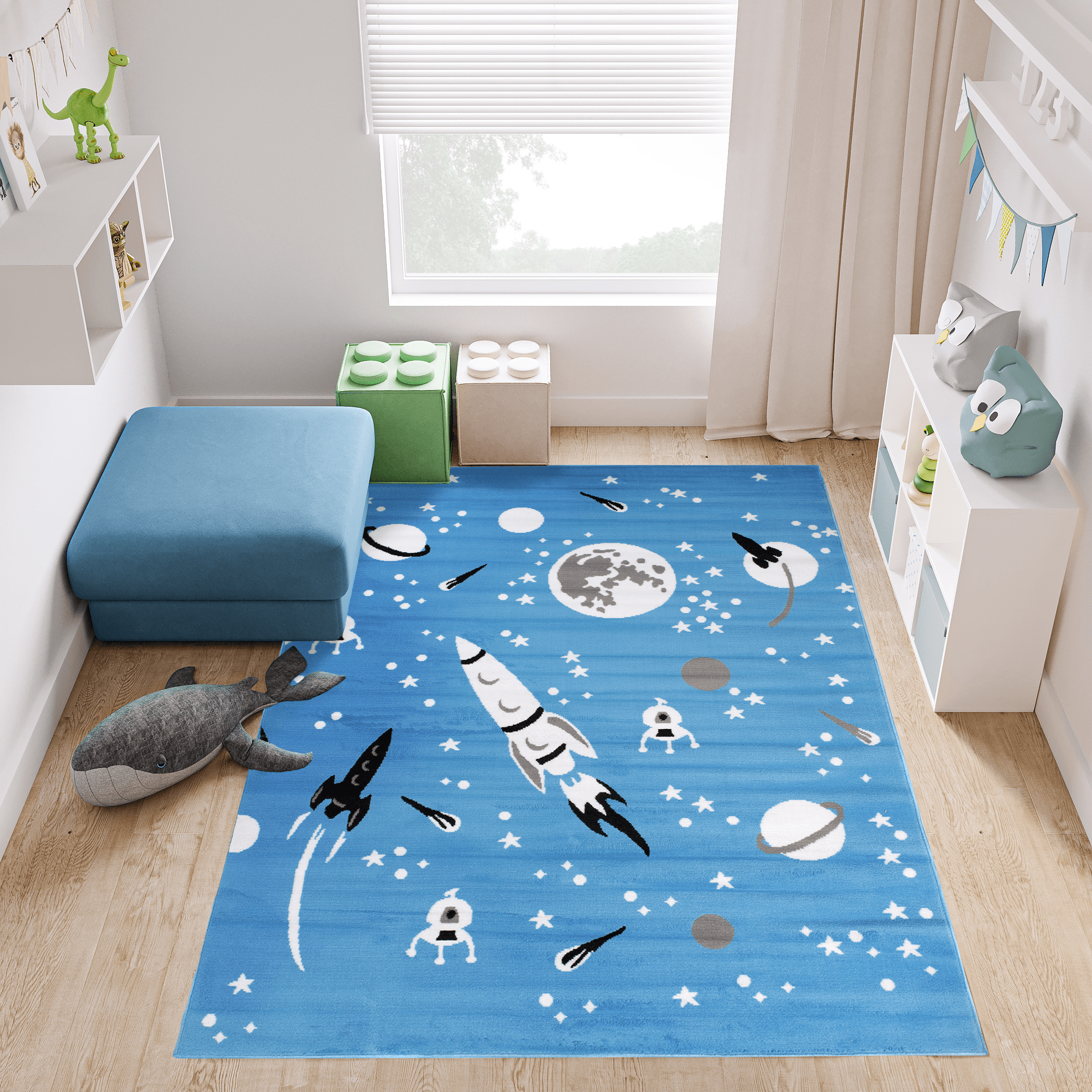 Tappeto Per Bambini Pinky Blu Cosmo