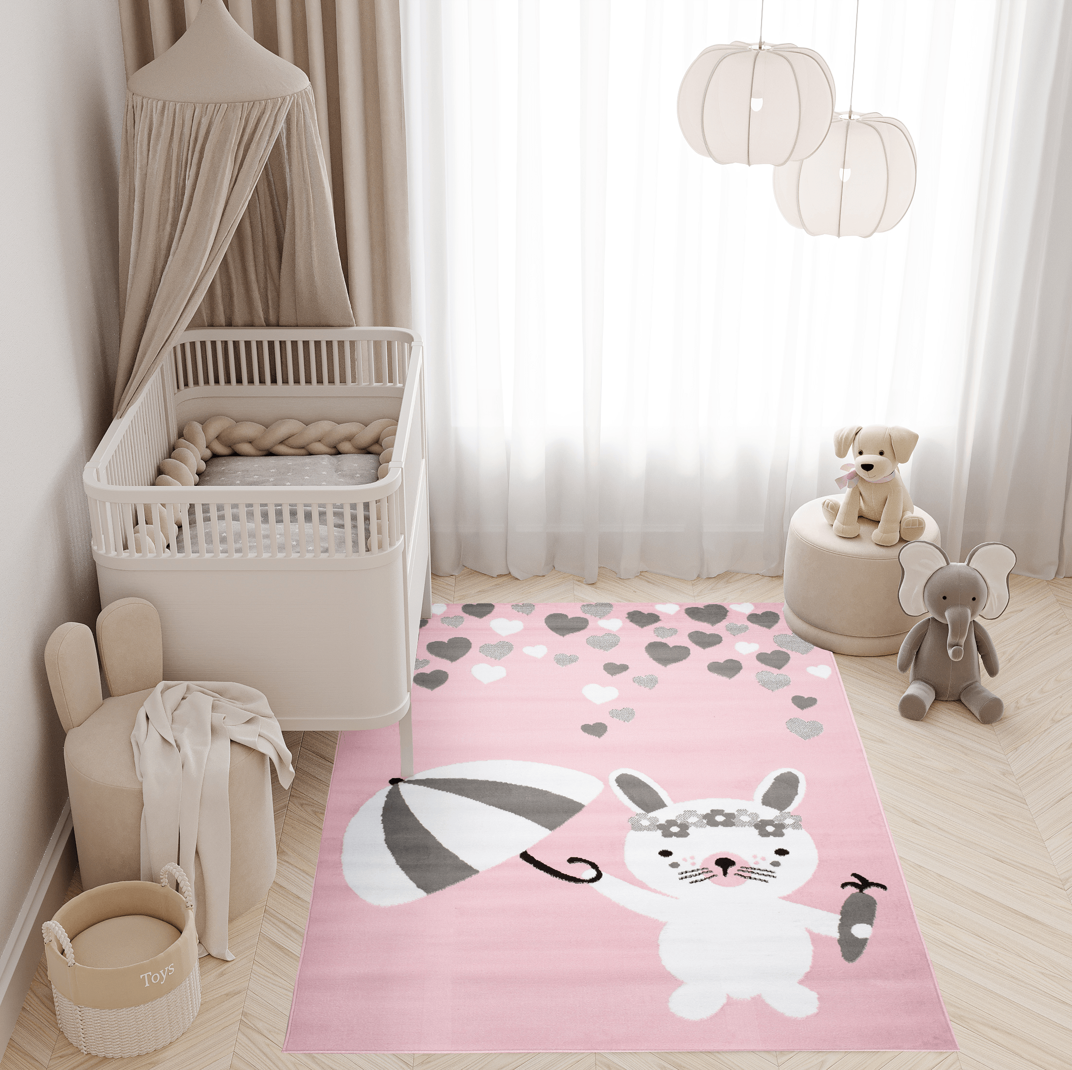 Tappeto Per Bambini Pinky Rosa Coniglietto